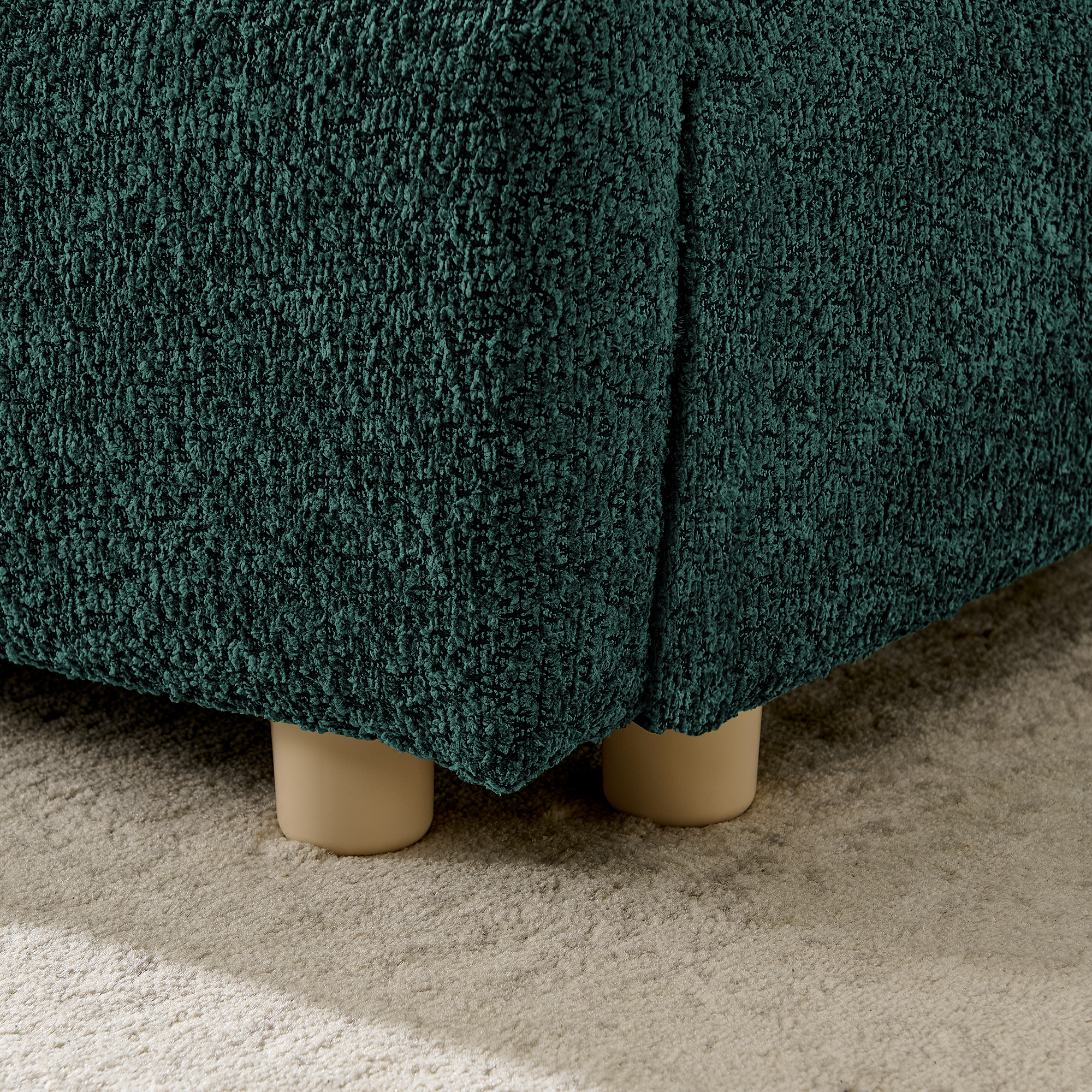 King Size Upholstered Bed Frame, Modern Minimalist Style with Tall Curved Headboard, Premium Circle Yarn Fabric & Sturdy Leg Support, Mattress Not Included-Green - Image 6