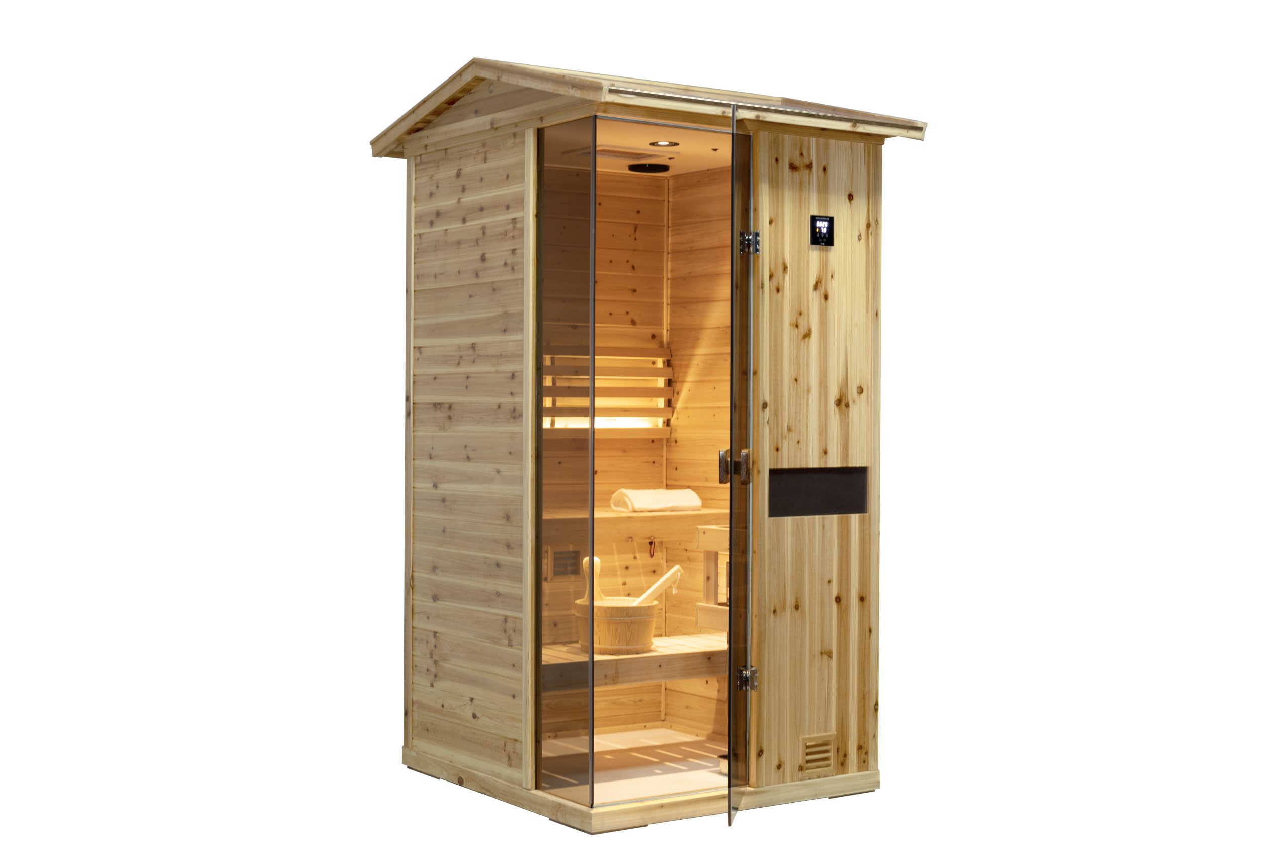 One person outdoor wooden steam sauna room - Image 4