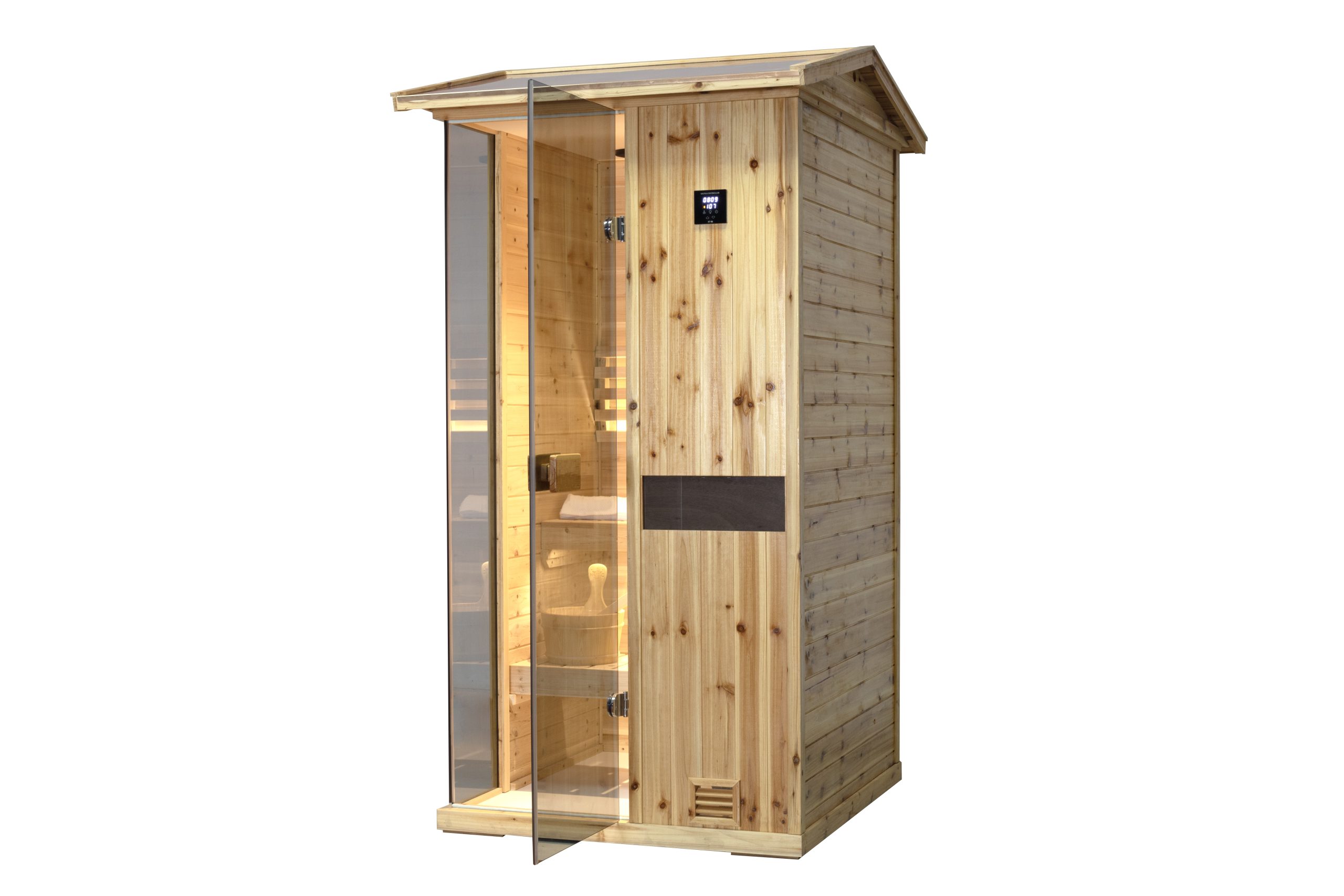 One person outdoor wooden steam sauna room - Image 5