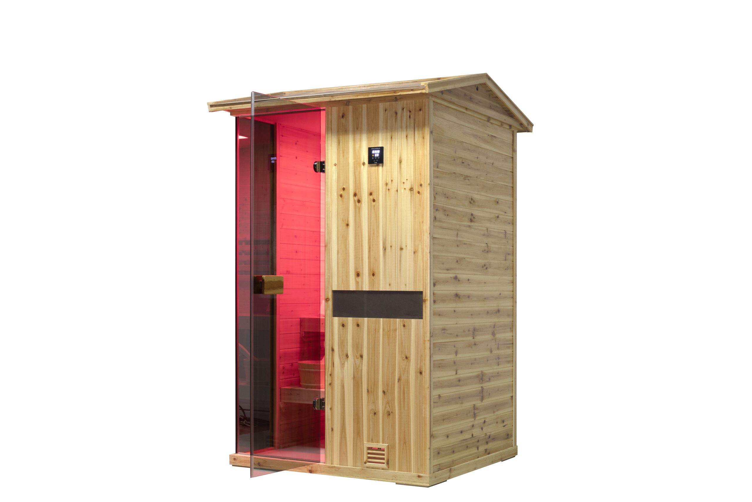 Two-person outdoor wooden steam sauna room - Image 3