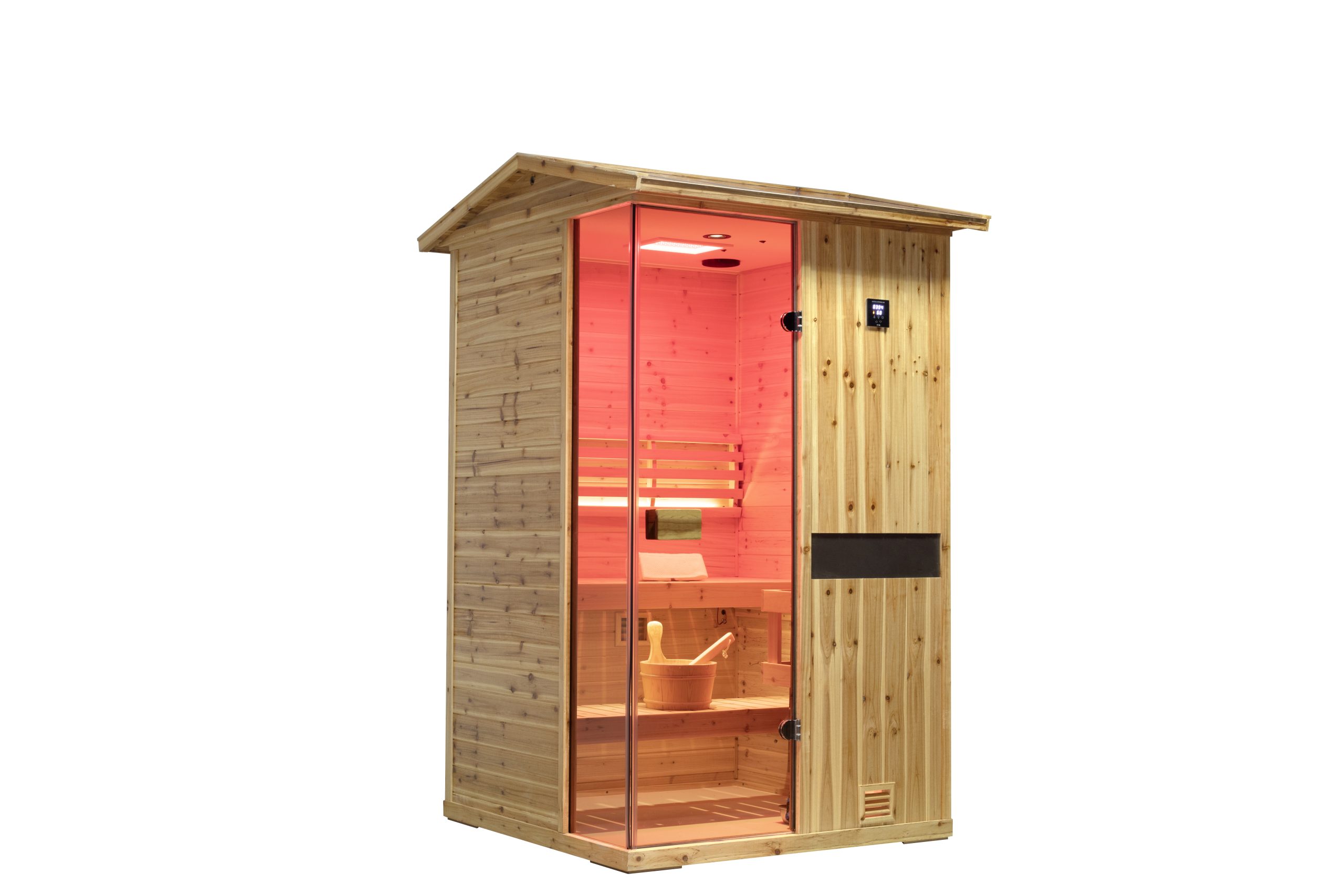Two-person outdoor wooden steam sauna room - Image 4