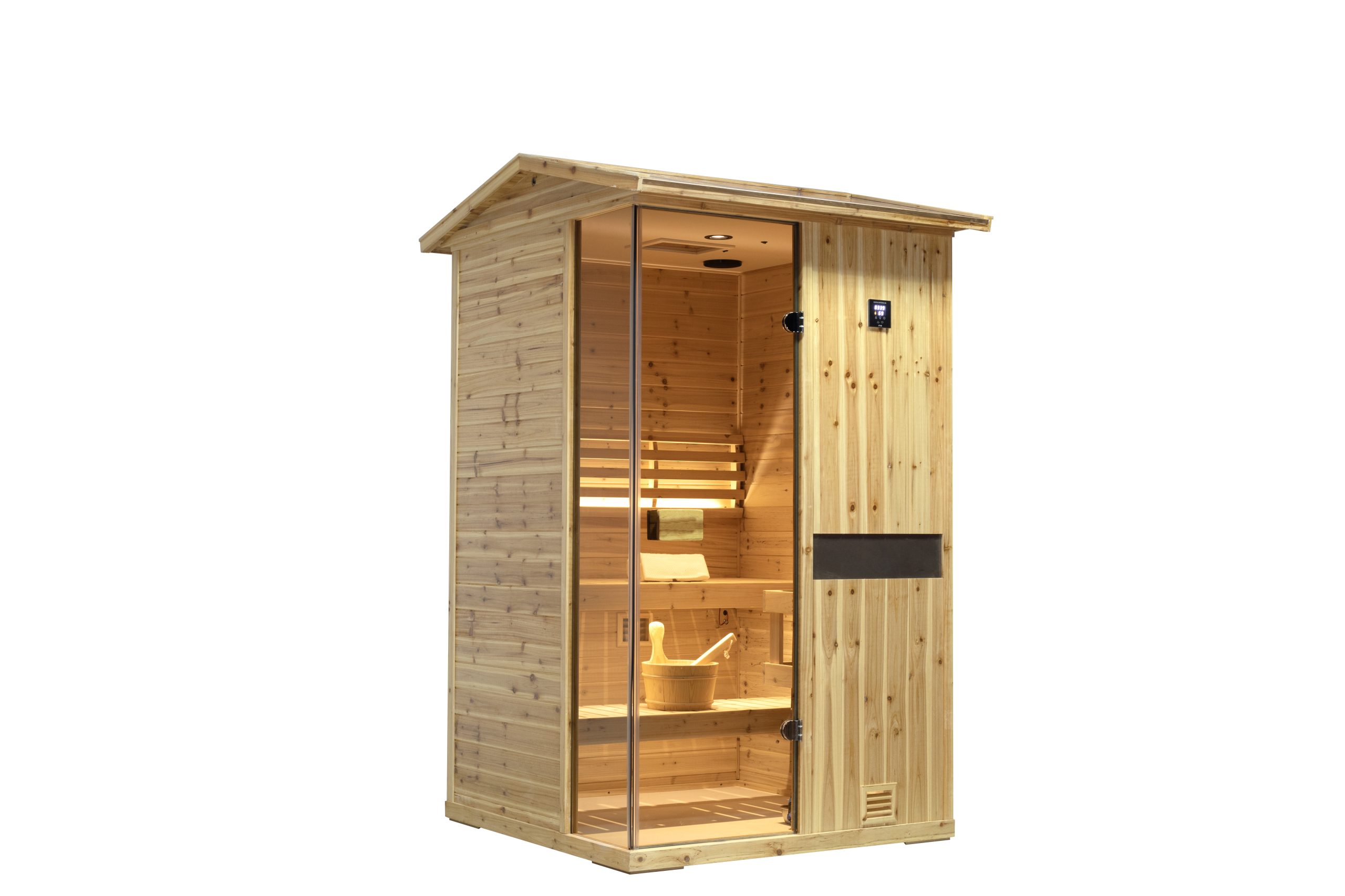 Two-person outdoor wooden steam sauna room - Image 5