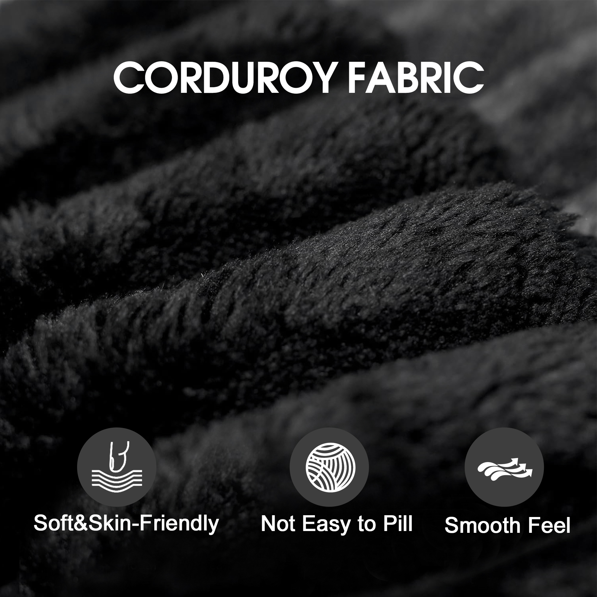 118.2" Cloud Sofa,Corduroy Fabric,Deep Seat Couches,Double-layer design,Removable Cushion,No Assembly, DIY Combination for Living room, Bedroom,Conference room ,Apartment,Black - Image 5