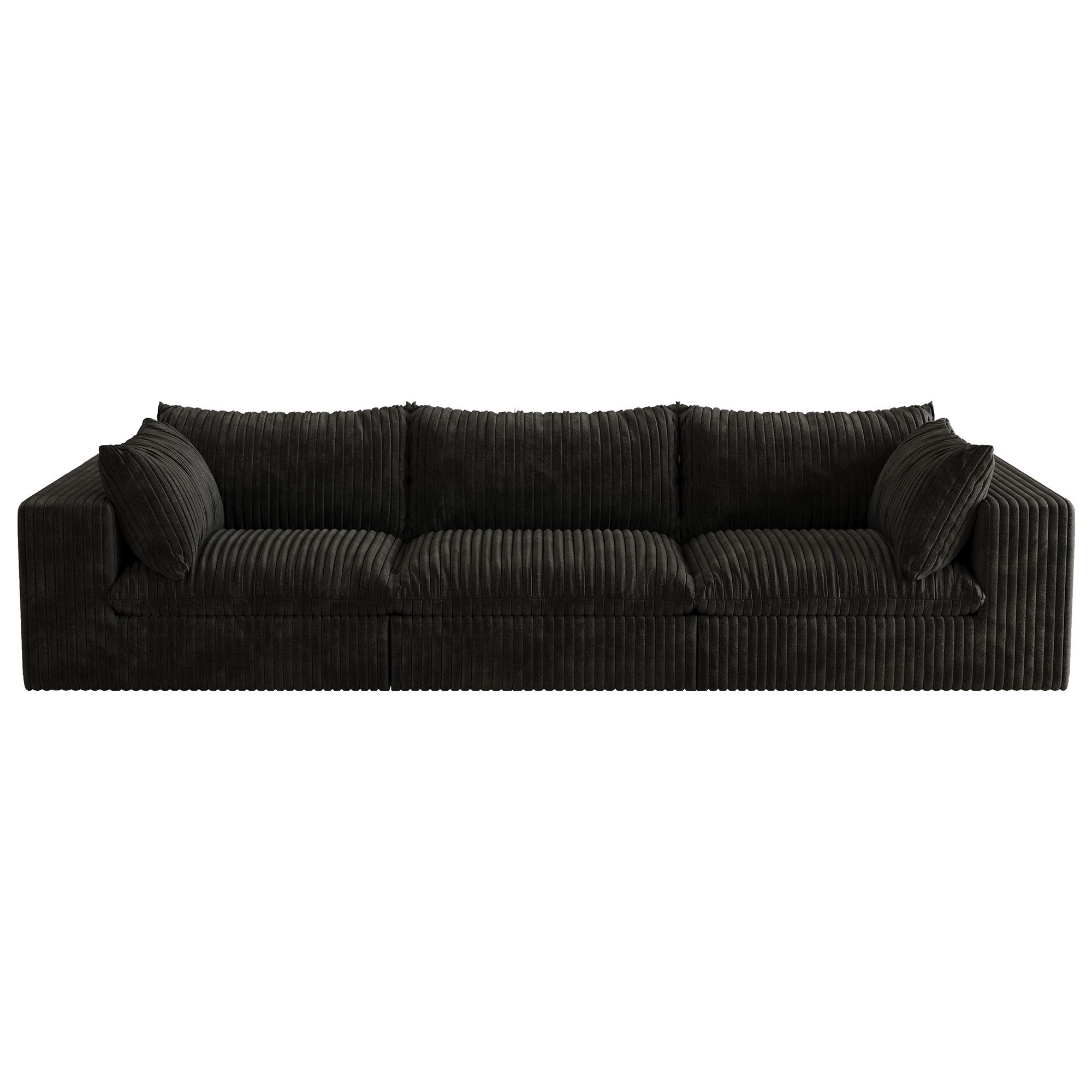 118.2" Cloud Sofa,Corduroy Fabric,Deep Seat Couches,Double-layer design,Removable Cushion,No Assembly, DIY Combination for Living room, Bedroom,Conference room ,Apartment,Black - Image 6
