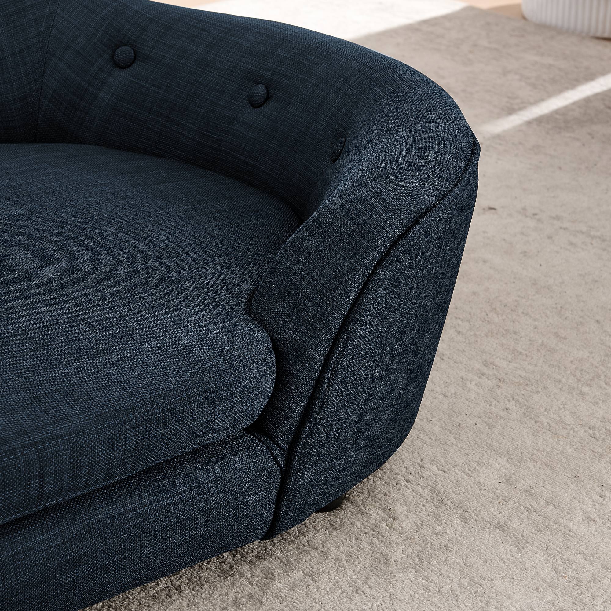 OVERSIZED Size Oval Semi-Enclosed Dog Sofa - Durable Linen Material, Button-Tufted Backrest, High-Center Low-Sides Support & Plush Comfort- - Image 4