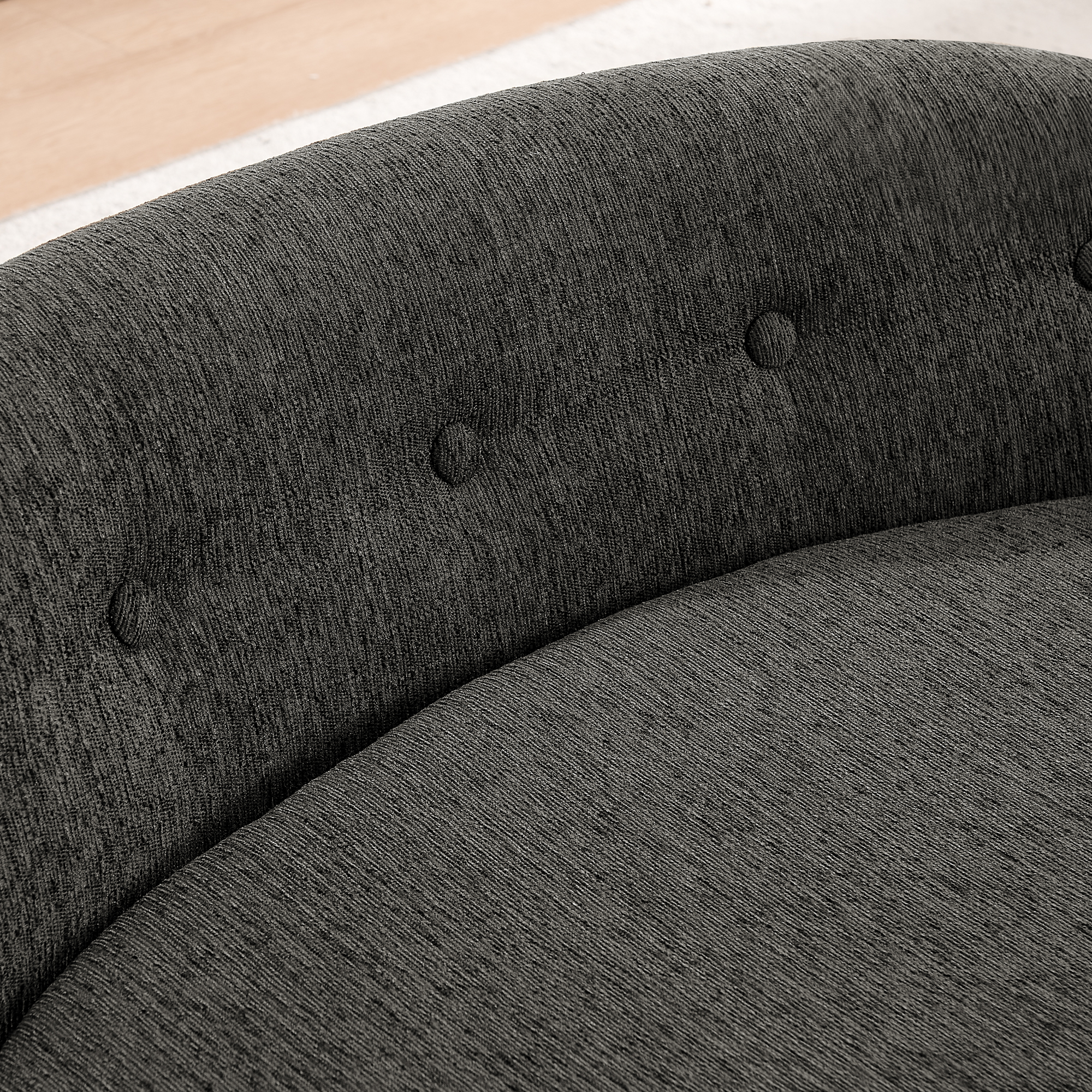 OVERSIZED Size Oval Semi-Enclosed Dog Sofa - Durable Linen Material, Button-Tufted Backrest, High-Center Low-Sides Support & Plush Comfort-Dark Gray - Image 3