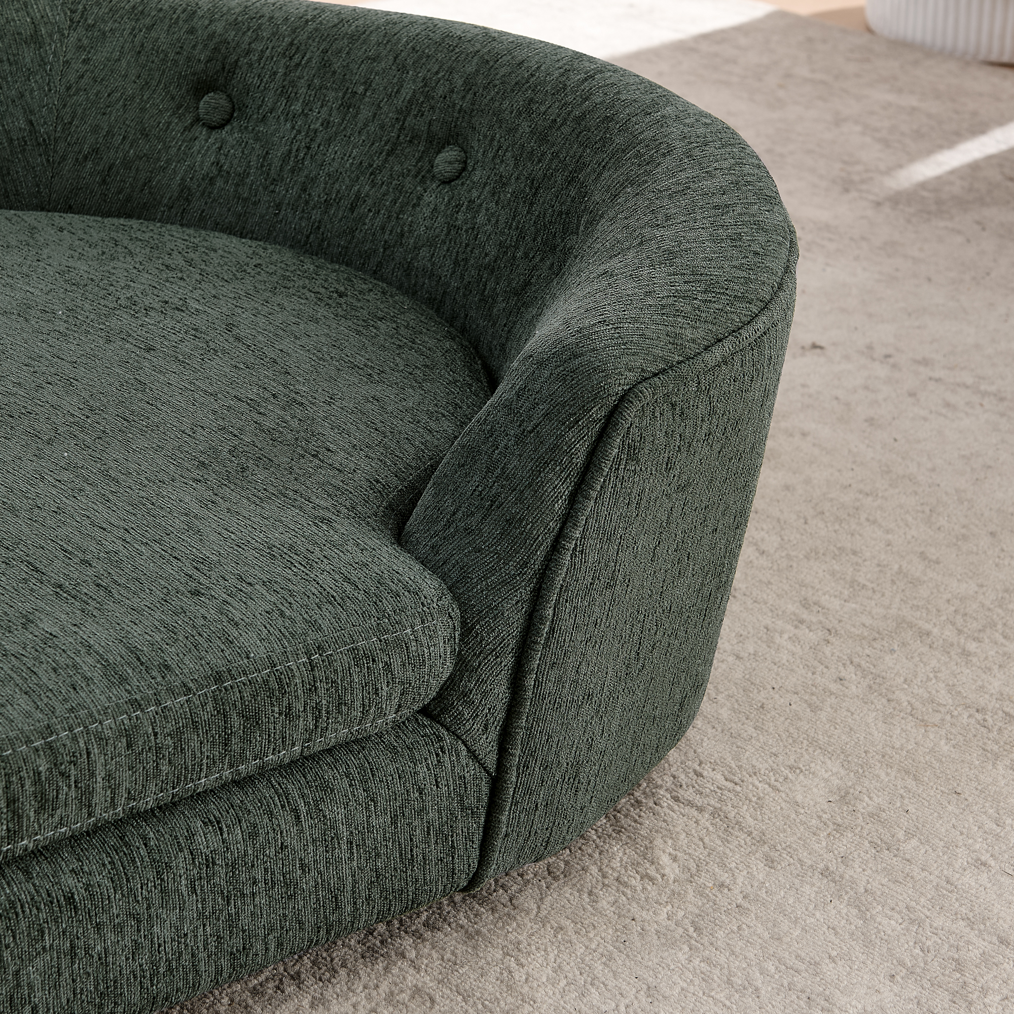OVERSIZED Size Oval Semi-Enclosed Dog Sofa - Durable Linen Material, Button-Tufted Backrest, High-Center Low-Sides Support & Plush Comfort-Olive Green - Image 4