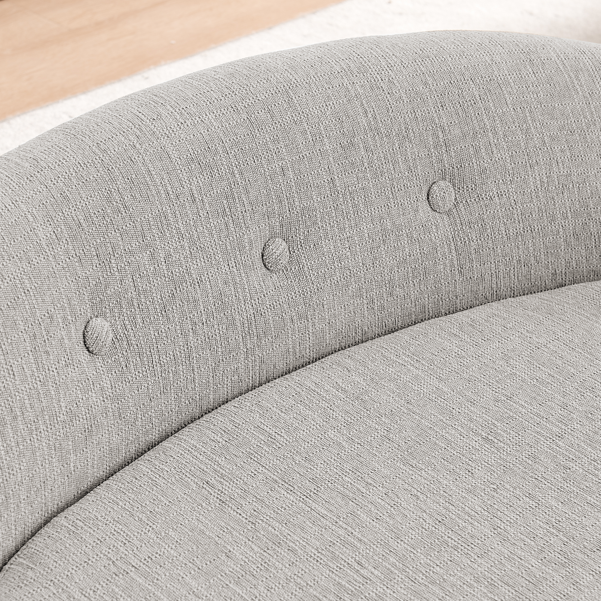 OVERSIZED Size Oval Semi-Enclosed Dog Sofa - Durable Linen Material, Button-Tufted Backrest, High-Center Low-Sides Support & Plush Comfort-Beige - Image 3