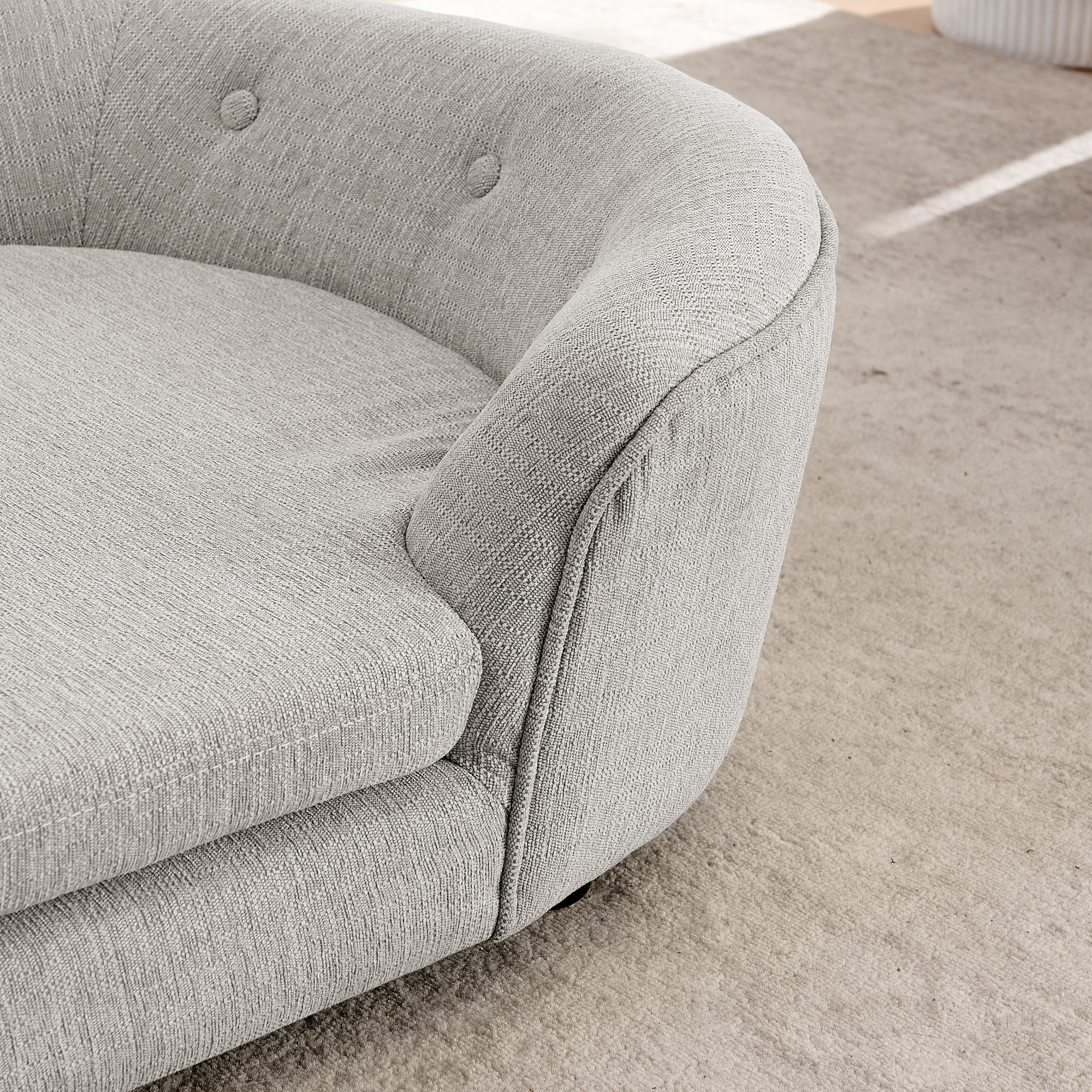 OVERSIZED Size Oval Semi-Enclosed Dog Sofa - Durable Linen Material, Button-Tufted Backrest, High-Center Low-Sides Support & Plush Comfort-Beige - Image 4