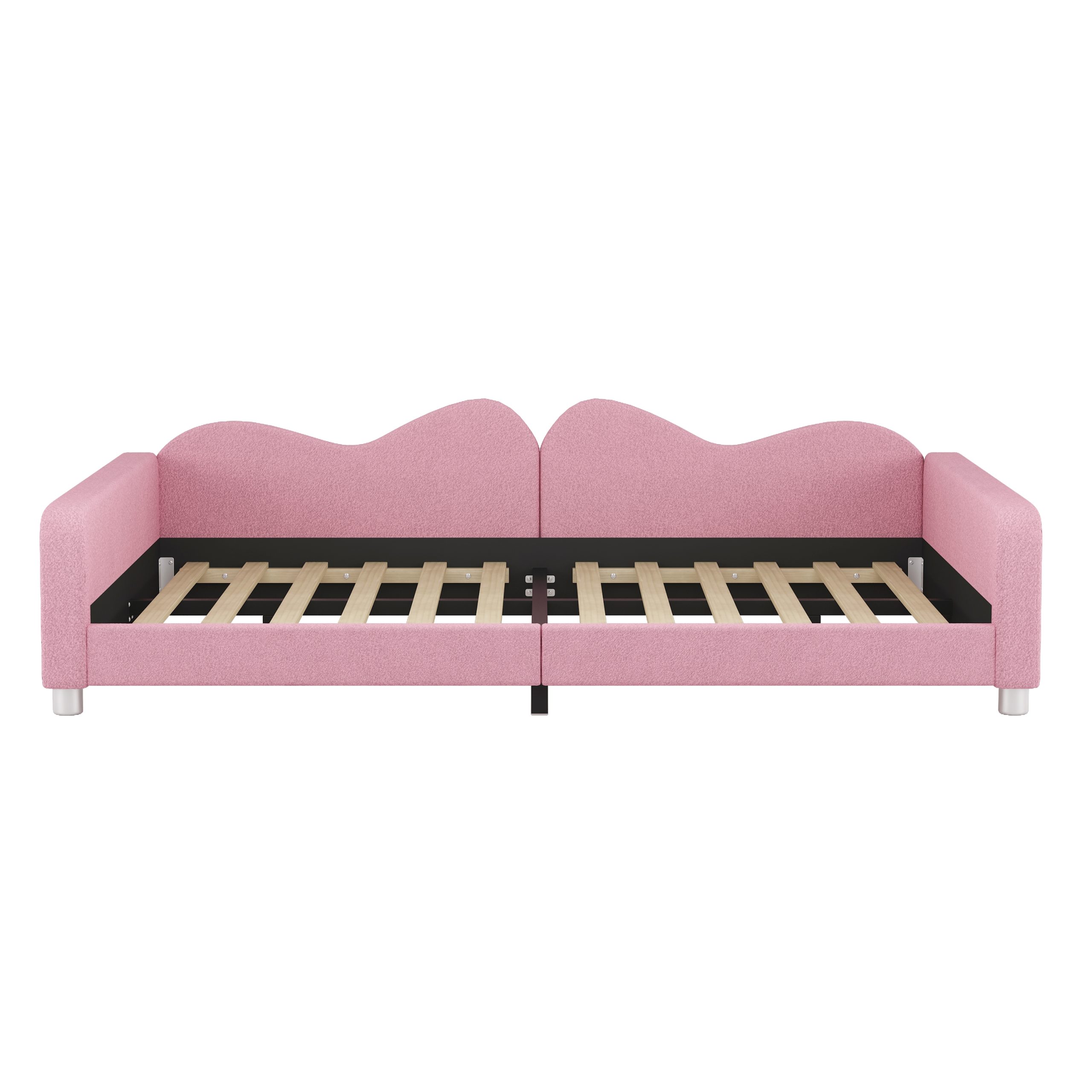 Full size Upholstered Daybed, Sherpa Fabric Sofabed with Cloud-Shaped Backrest, No Box-spring Needed, Pink(Old SKU: WF532069AAH) - Image 6