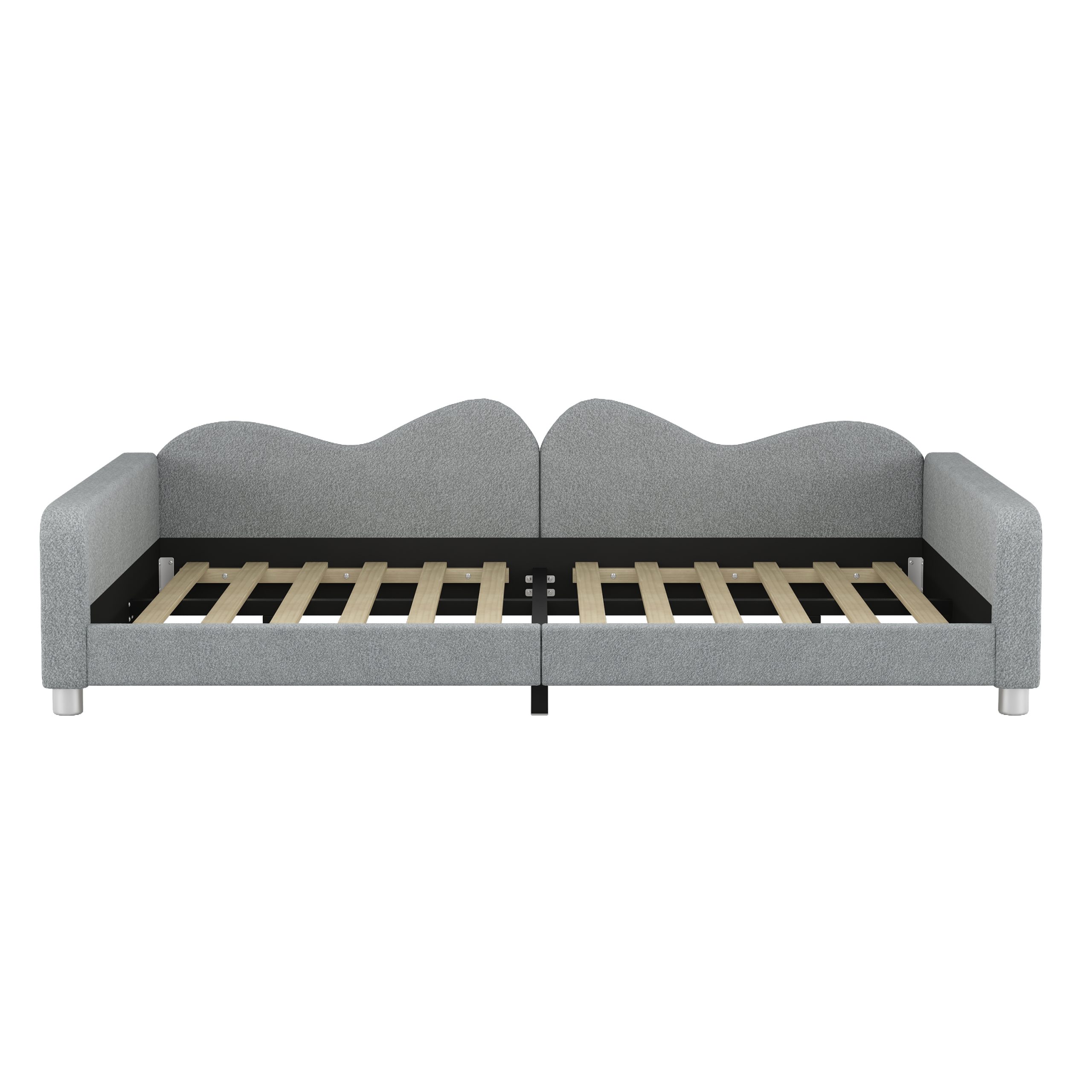 Full size Upholstered Daybed, Sherpa Fabric Sofabed with Cloud-Shaped Backrest, No Box-spring Needed, Gray(Old SKU: WF532069AAE) - Image 4
