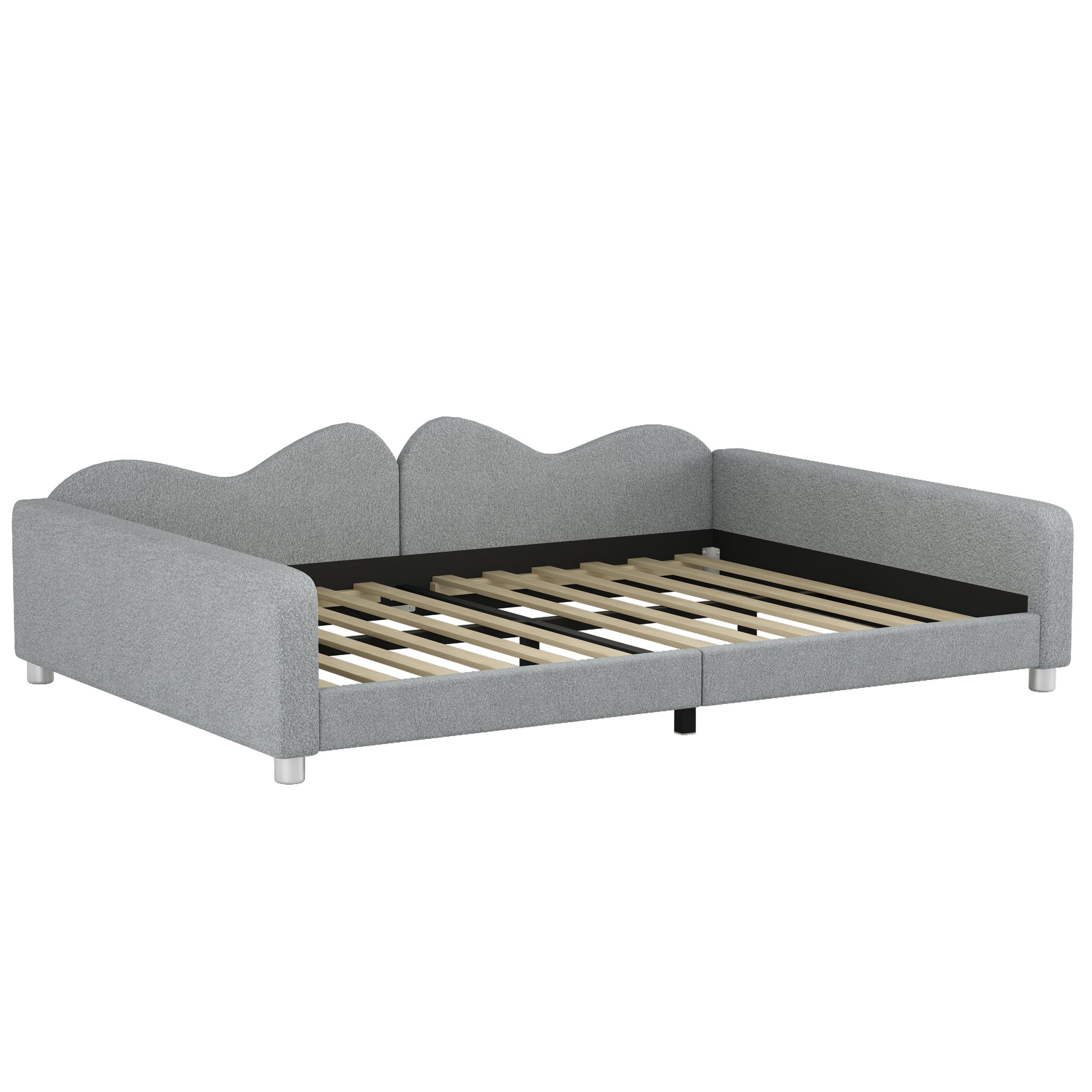Full size Upholstered Daybed, Sherpa Fabric Sofabed with Cloud-Shaped Backrest, No Box-spring Needed, Gray(Old SKU: WF532069AAE) - Image 6
