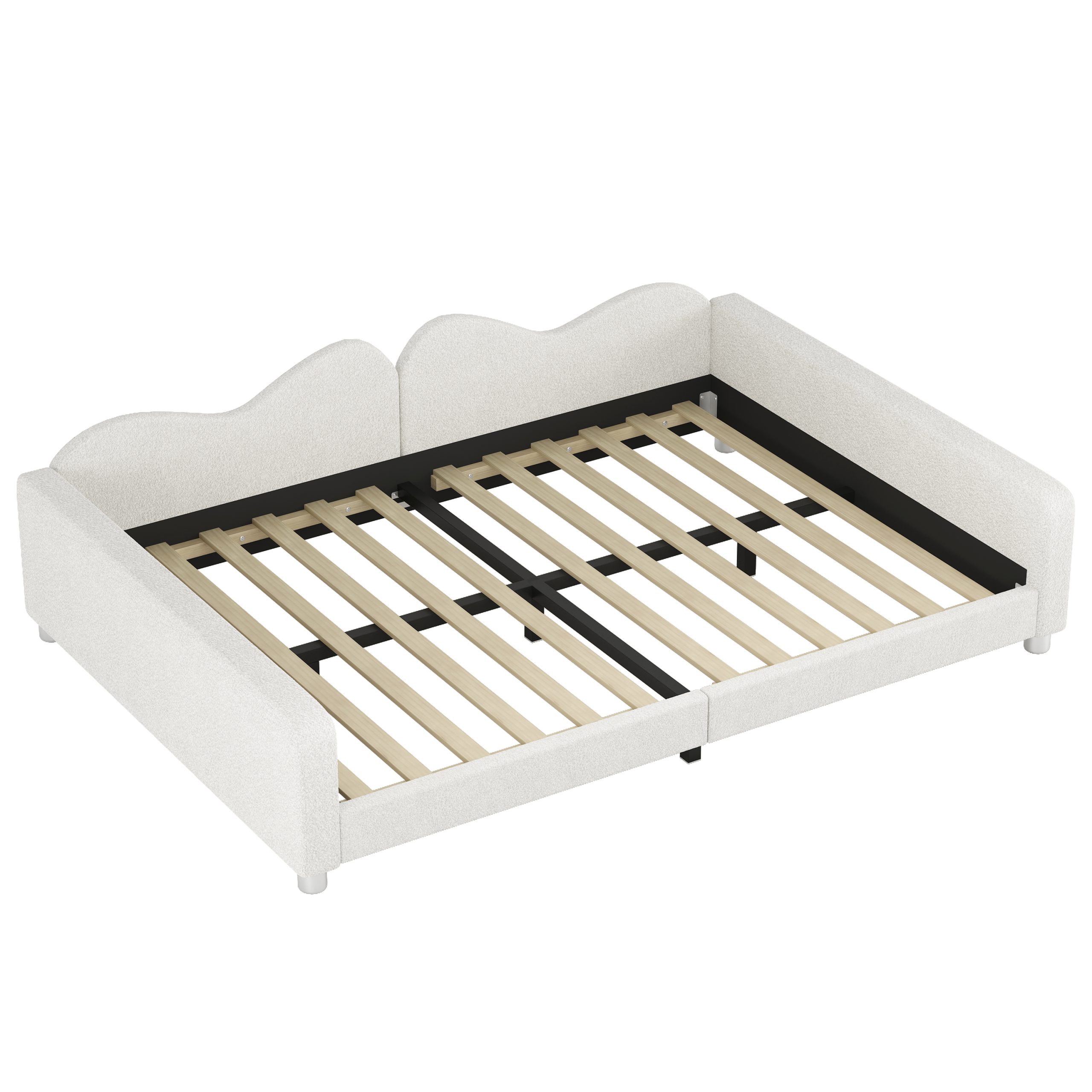 Full size Upholstered Daybed, Sherpa Fabric Sofabed with Cloud-Shaped Backrest, No Box-spring Needed, White(Old SKU: WF532069AAK) - Image 4