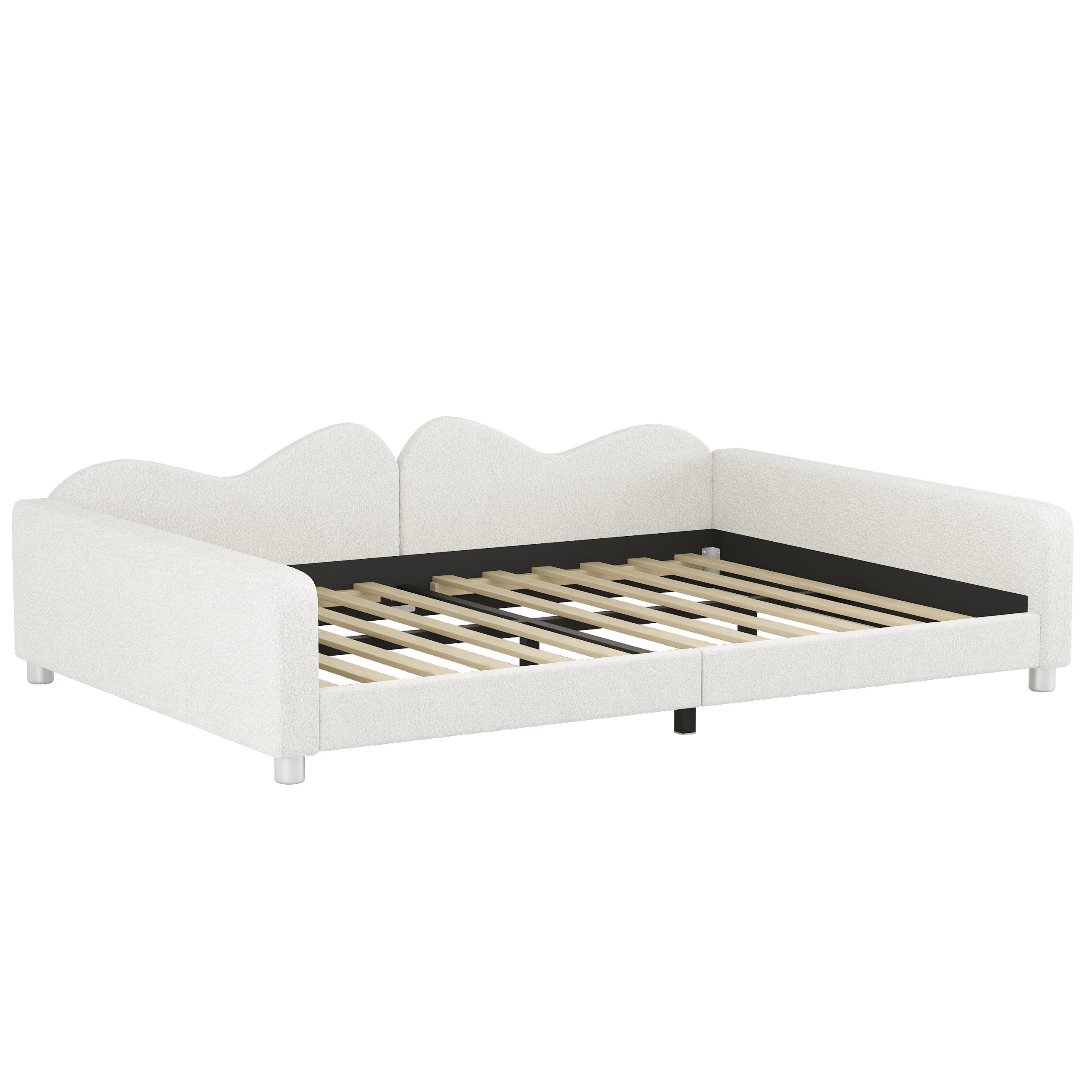 Full size Upholstered Daybed, Sherpa Fabric Sofabed with Cloud-Shaped Backrest, No Box-spring Needed, White(Old SKU: WF532069AAK) - Image 5