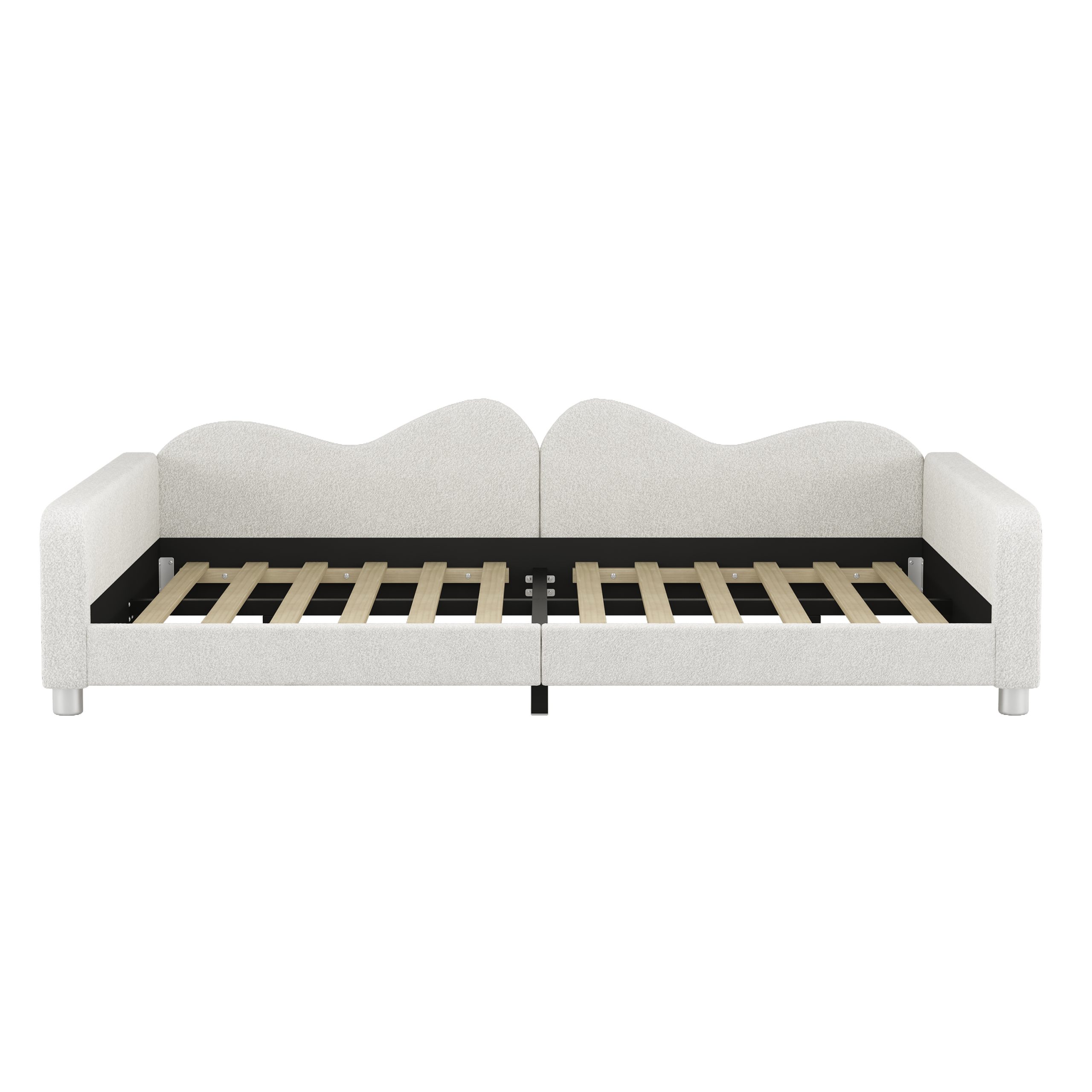 Full size Upholstered Daybed, Sherpa Fabric Sofabed with Cloud-Shaped Backrest, No Box-spring Needed, White(Old SKU: WF532069AAK) - Image 6
