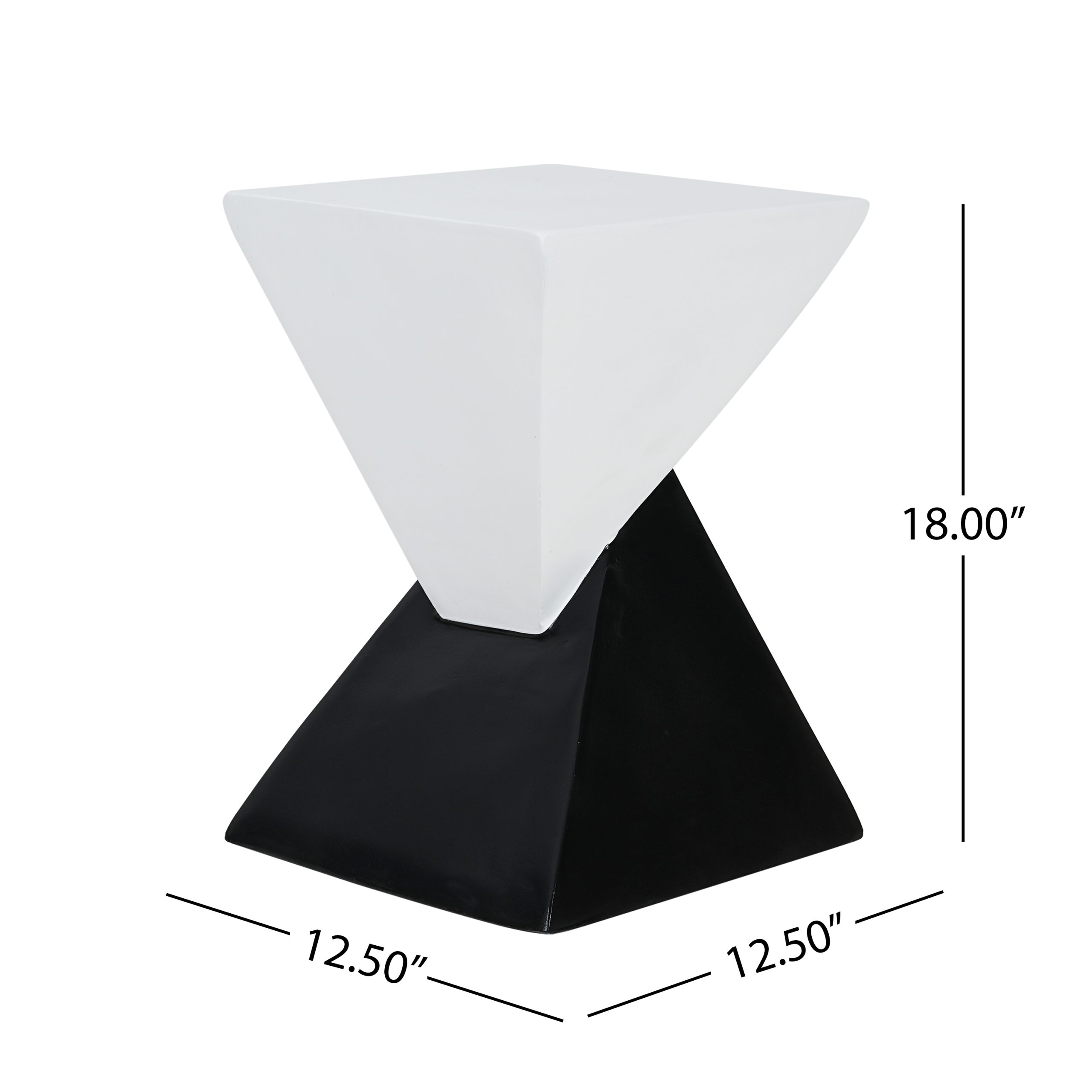 Modern Geometric MGO Side Table - Black & White Two Tone Indoor Outdoor End Table for Living Room, Patio, Garden, 18'' H x 12.5'' Base - Image 4