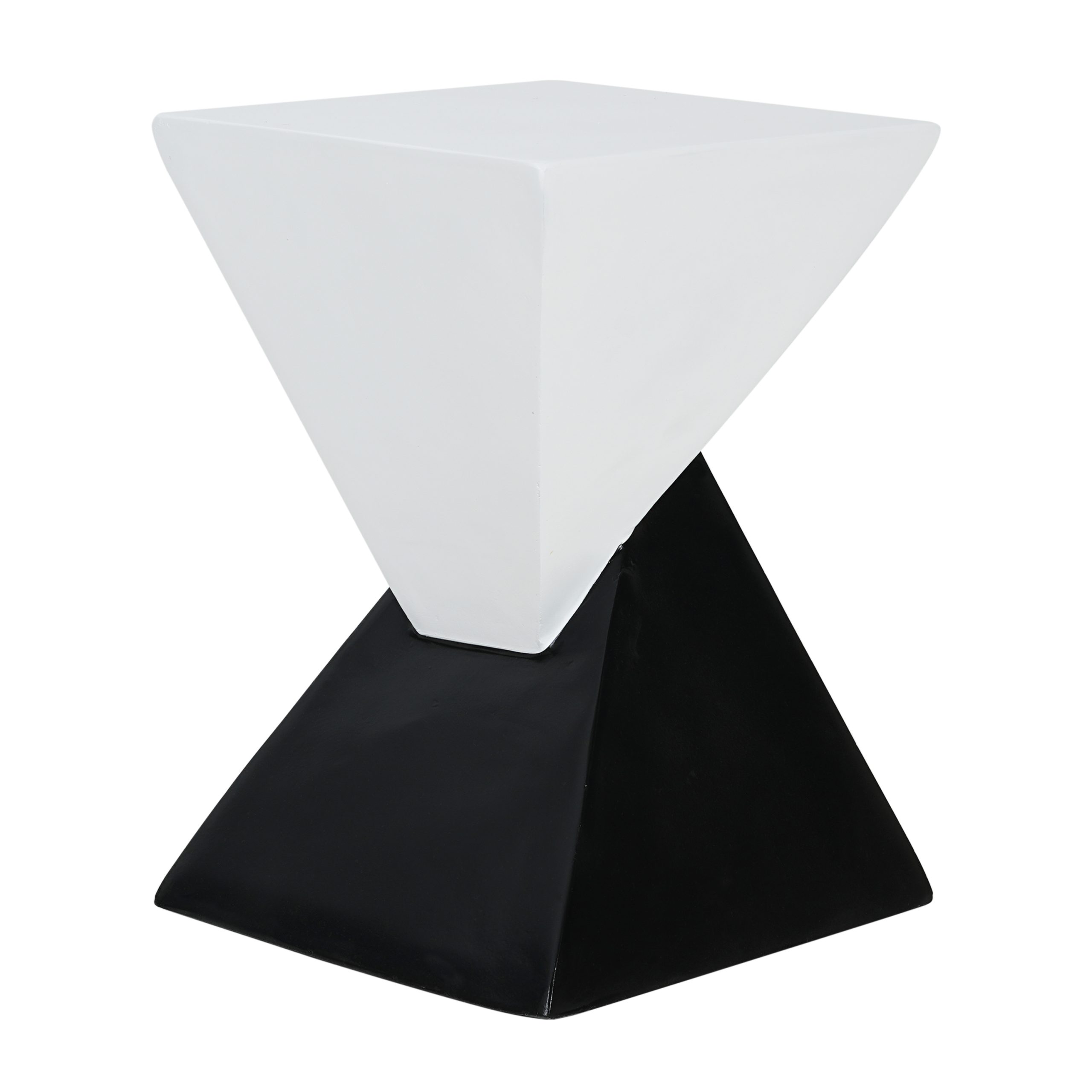 Modern Geometric MGO Side Table - Black & White Two Tone Indoor Outdoor End Table for Living Room, Patio, Garden, 18'' H x 12.5'' Base - Image 5