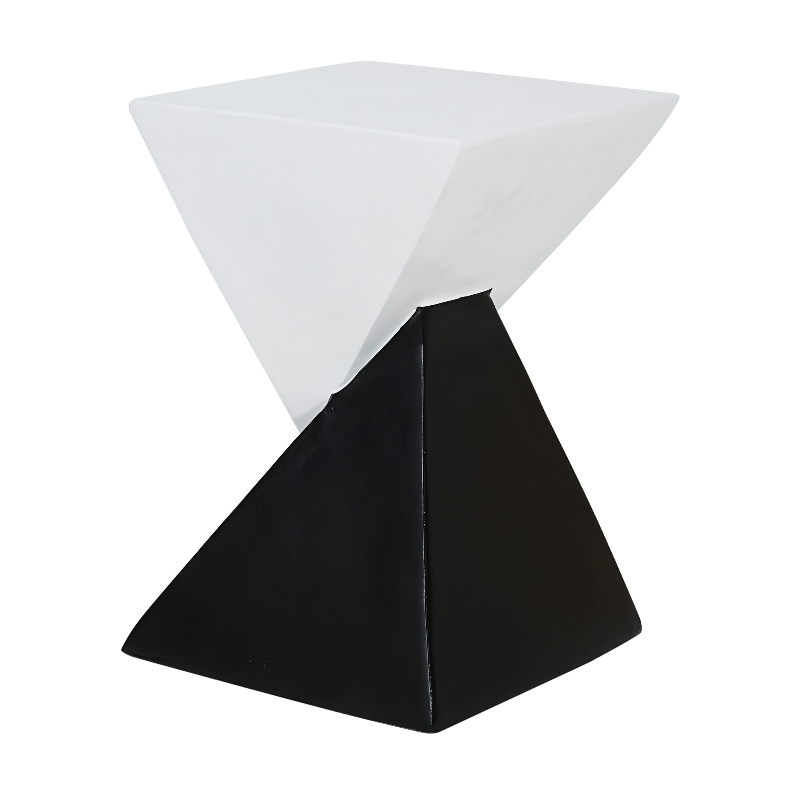 Modern Geometric MGO Side Table - Black & White Two Tone Indoor Outdoor End Table for Living Room, Patio, Garden, 18'' H x 12.5'' Base - Image 6