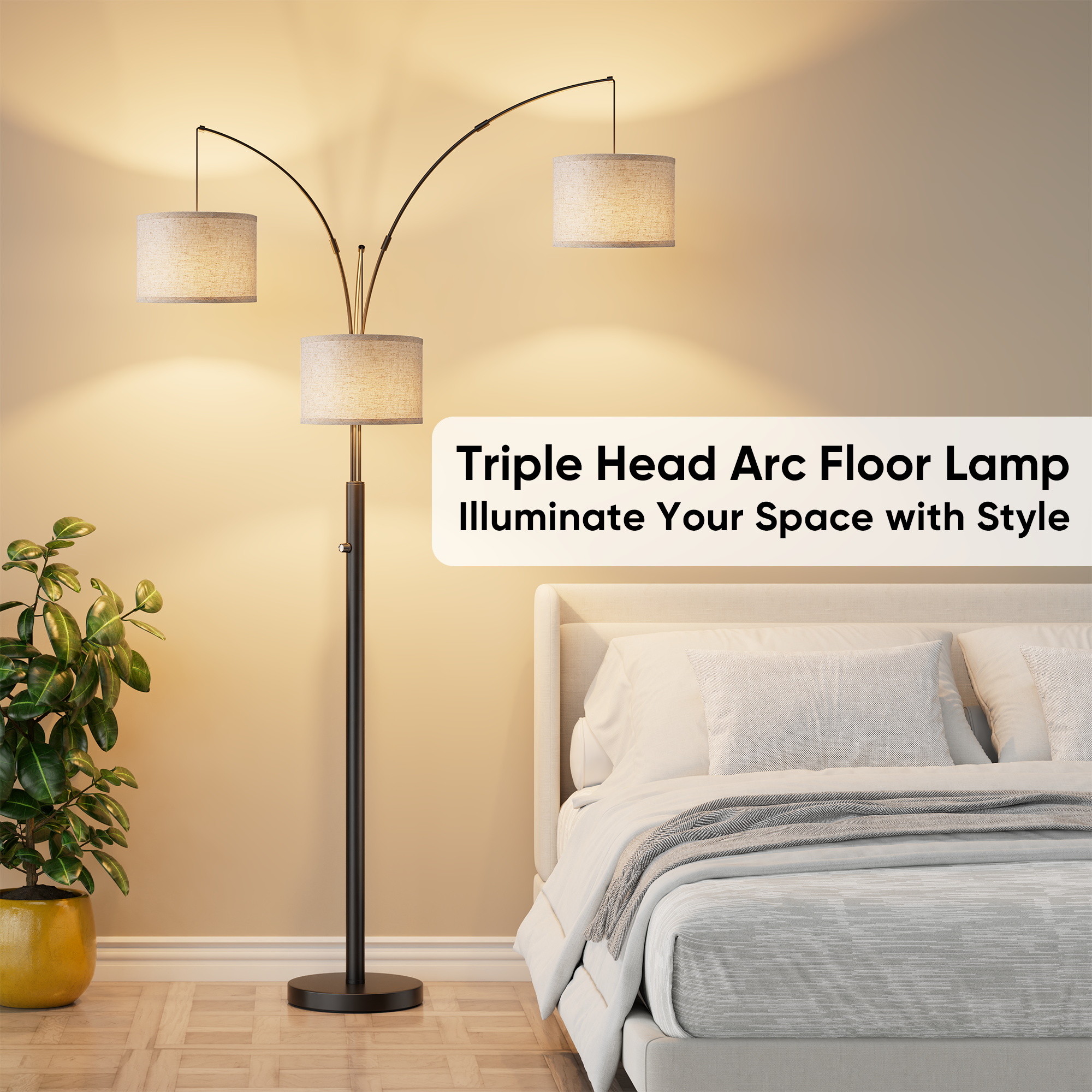 Three-Color Temperature & Dimmable Three-Head Floor Lamp: Create A Cozy Home Lighting Ambiance - Image 2