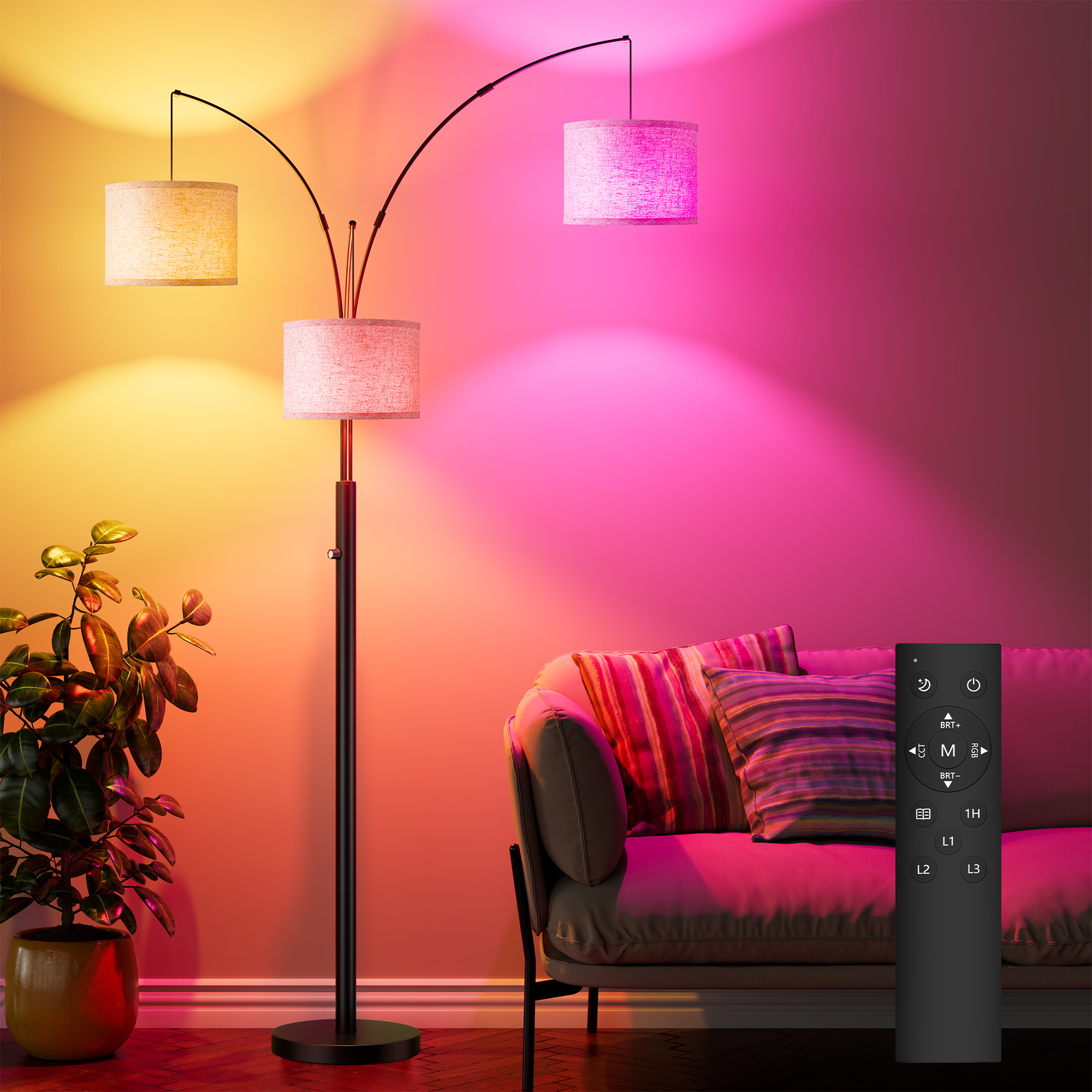Three-Color Temperature & Dimmable Three-Head Floor Lamp: Create A Cozy Home Lighting Ambiance - Image 5