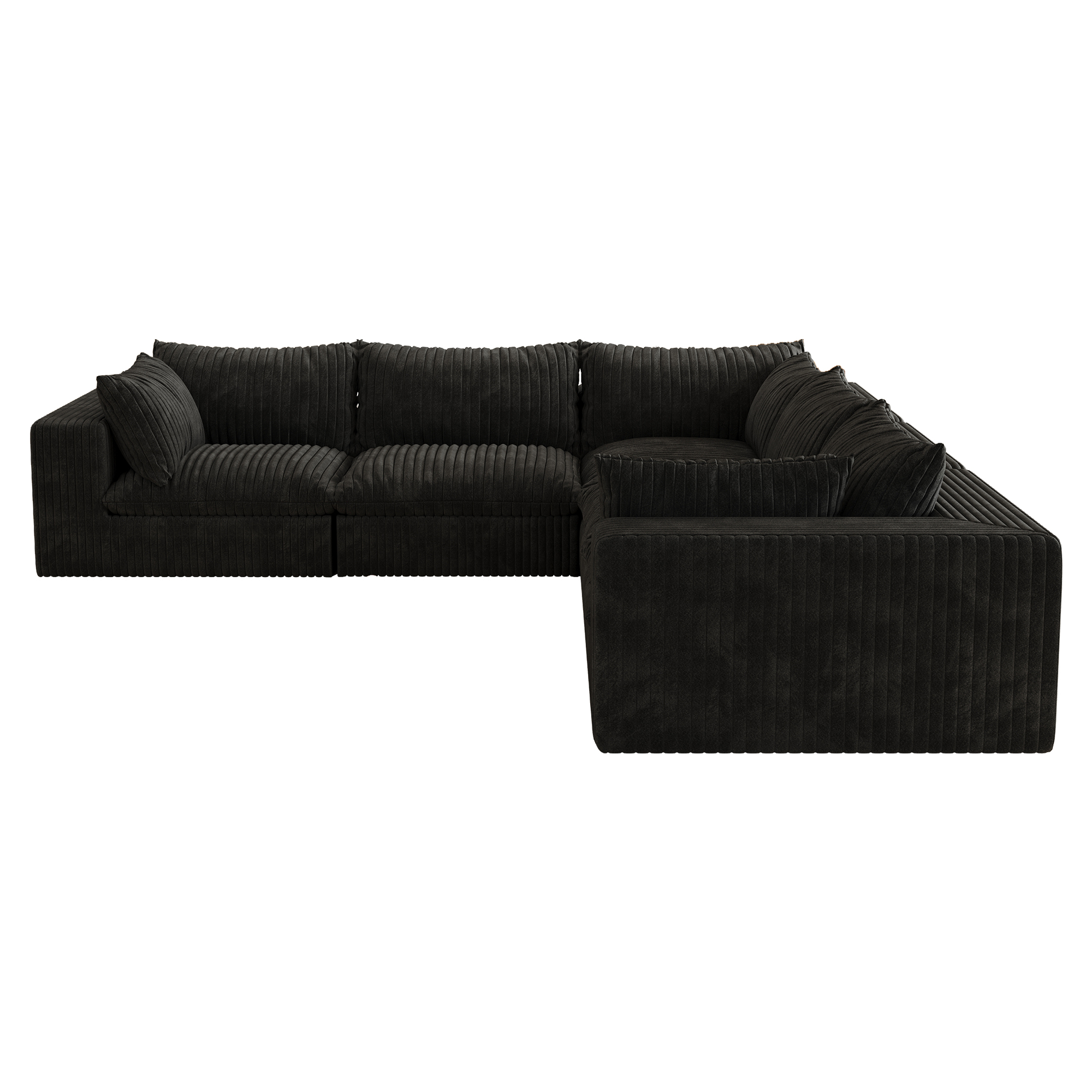118.2" Cloud Sofa,Corduroy Fabric,Deep Seat Couches,Double-layer design,Removable Cushion,No Assembly, DIY Combination for Living room, Bedroom,Conference room ,Apartment,Black - Image 6