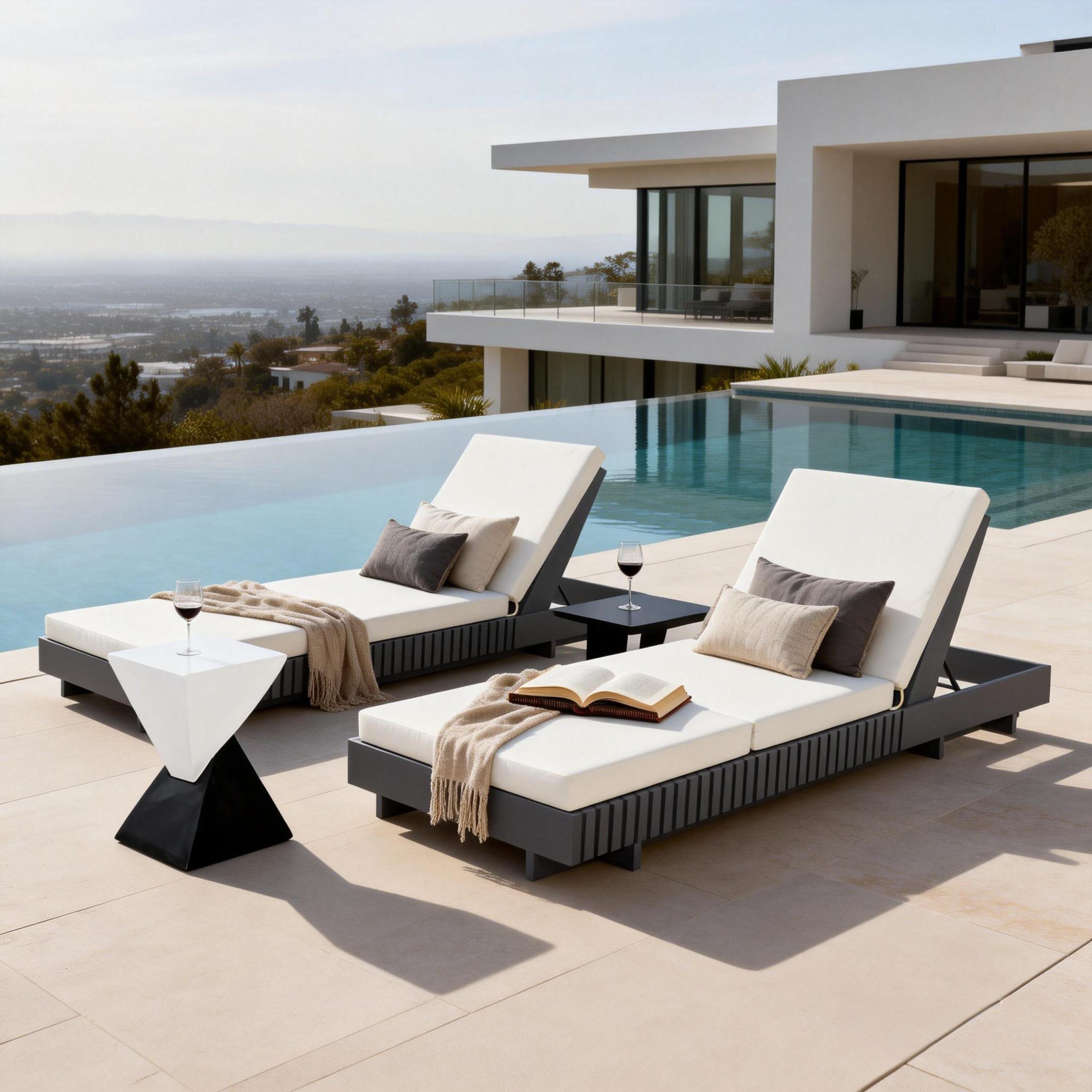 Dark Grey Acacia Solid Wood Outdoor Chaise Lounge with Cream 3-Fold Water-Repellent Cushion, 400lbs Capacity, Modern Patio Sun Lounger for Garden, Poolside - Image 5