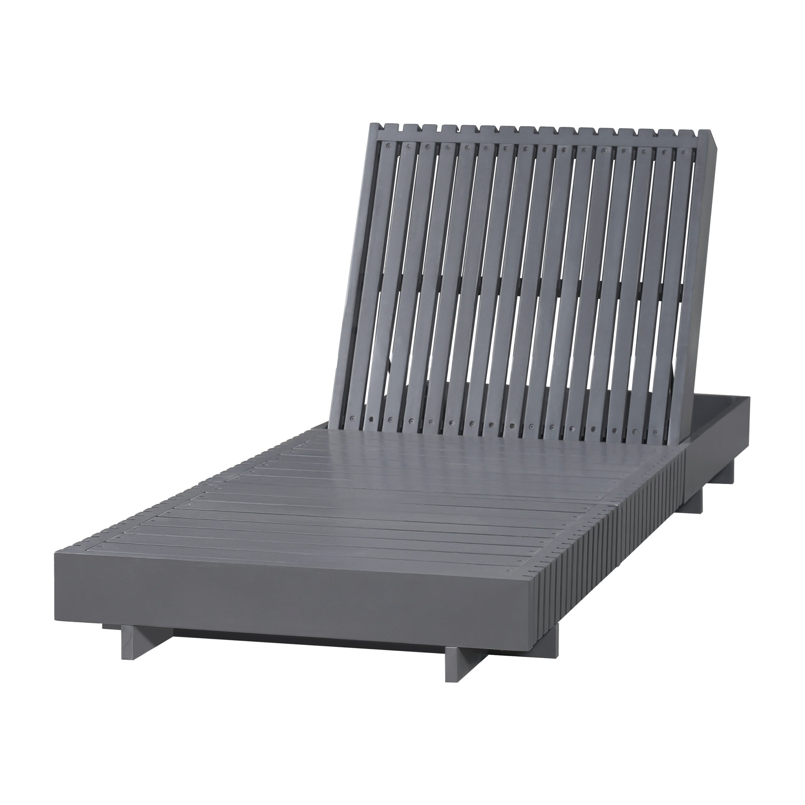 Modern Dark Gray Acacia Solid Wood Outdoor Chaise Lounge - Adjustable Reclining Sun Lounger for Patio, Deck, Garden, Poolside Use - Image 3
