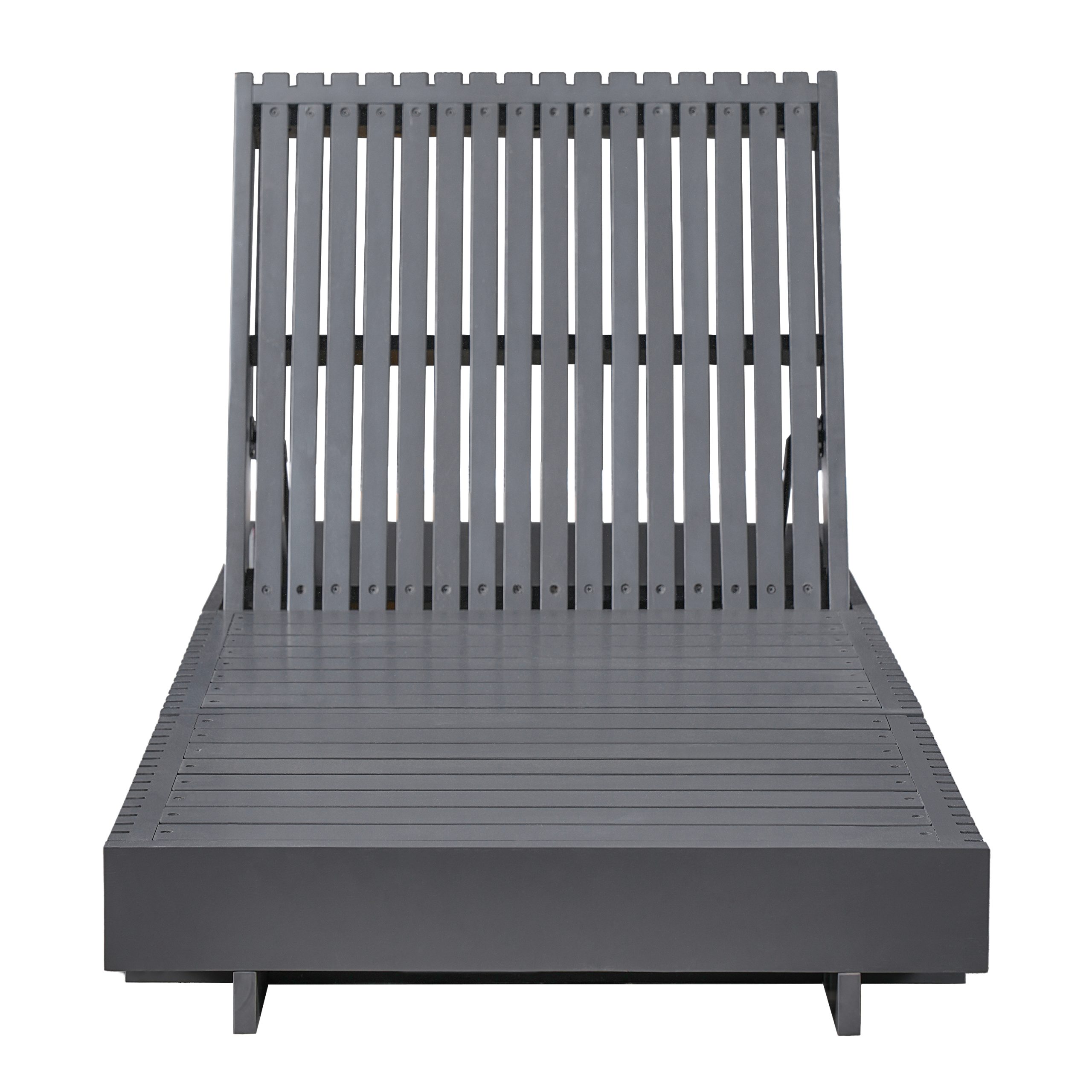 Modern Dark Gray Acacia Solid Wood Outdoor Chaise Lounge - Adjustable Reclining Sun Lounger for Patio, Deck, Garden, Poolside Use - Image 4