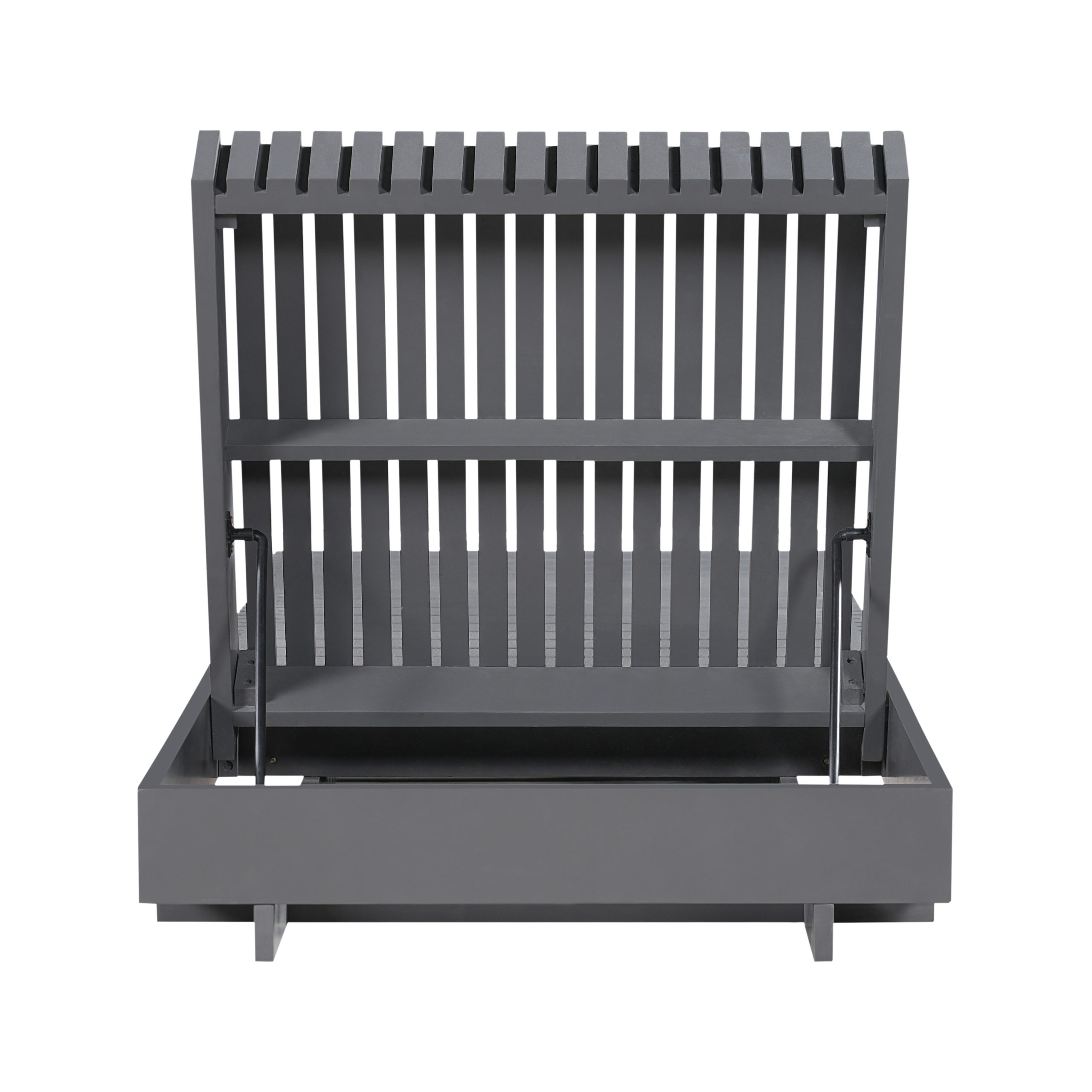 Modern Dark Gray Acacia Solid Wood Outdoor Chaise Lounge - Adjustable Reclining Sun Lounger for Patio, Deck, Garden, Poolside Use - Image 5