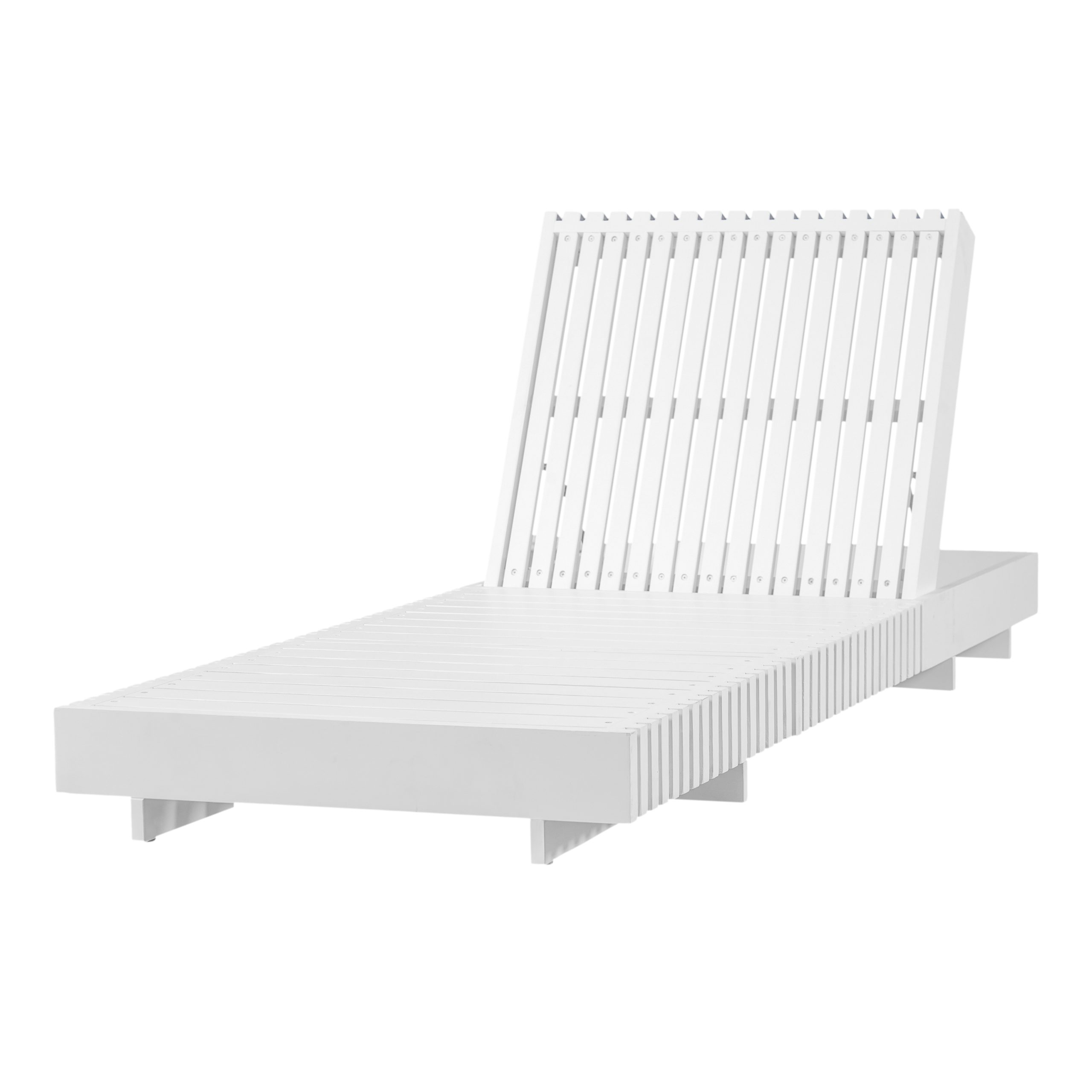 Modern White Acacia Solid Wood Outdoor Chaise Lounge - Adjustable Reclining Sun Lounger for Patio, Deck, Garden, Poolside Use - Image 3