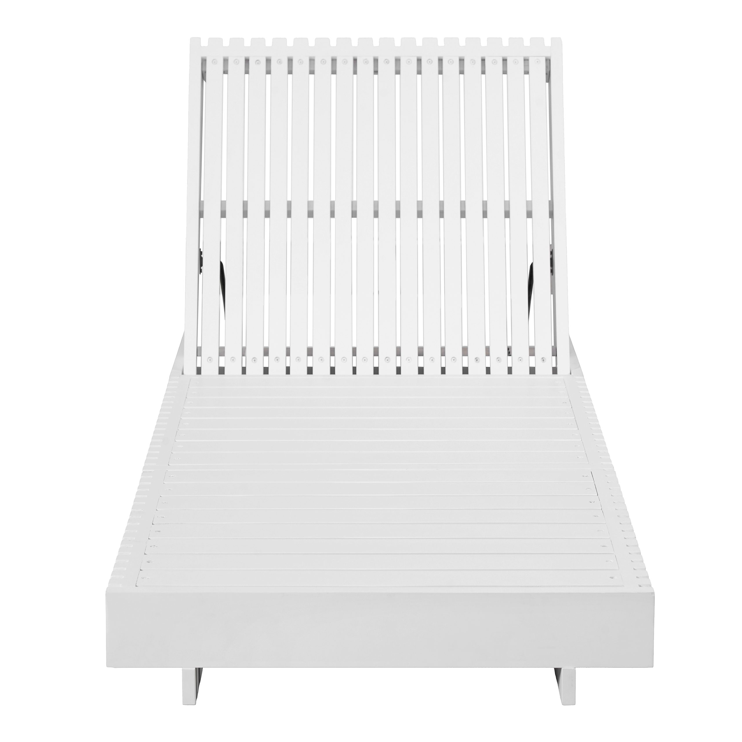 Modern White Acacia Solid Wood Outdoor Chaise Lounge - Adjustable Reclining Sun Lounger for Patio, Deck, Garden, Poolside Use - Image 4
