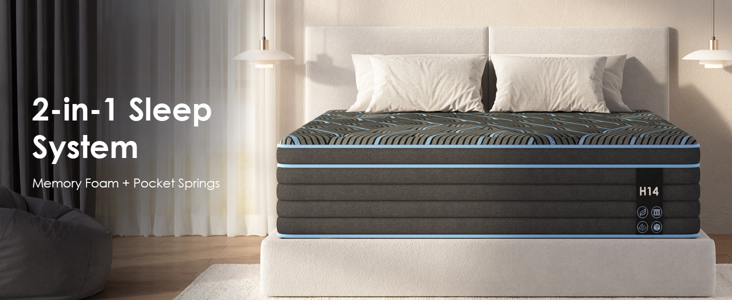 King Size Mattress,10 Inch Hybrid Mattress, Individually Pocketed Innerspring, Medium Firm - Image 2