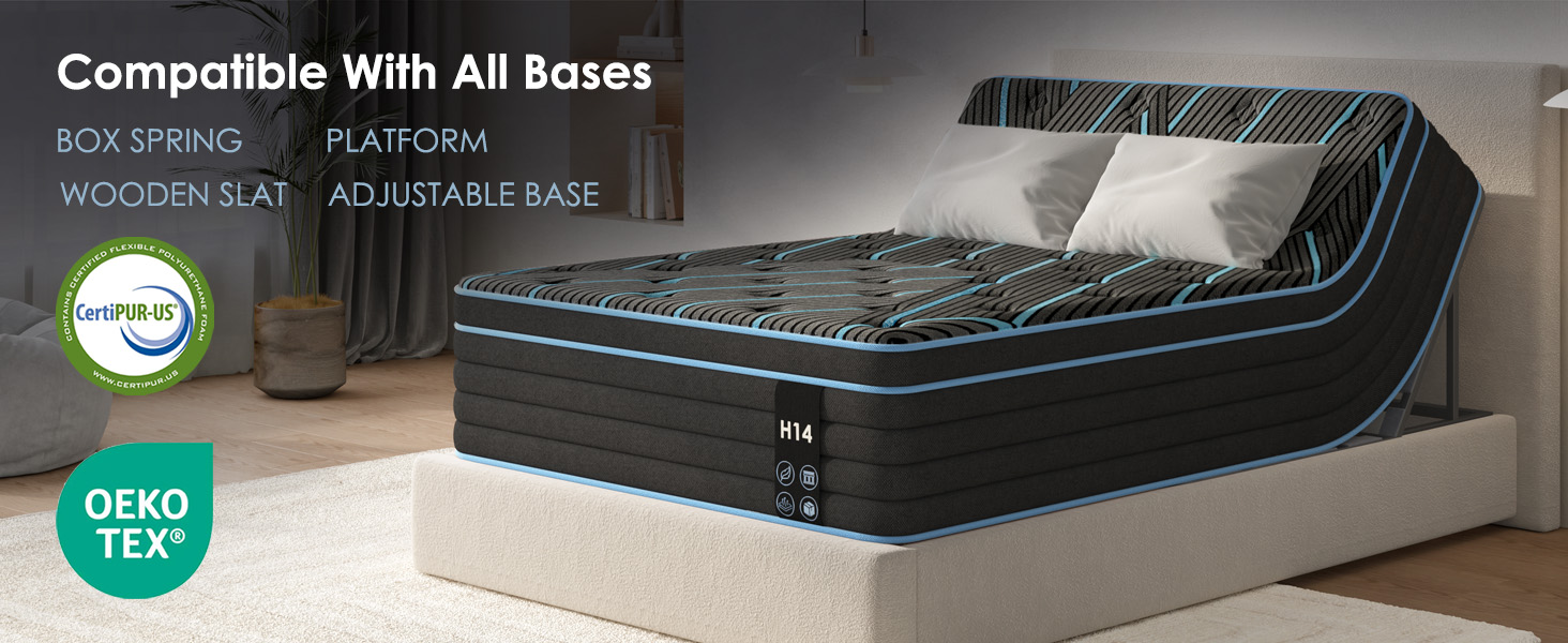 King Size Mattress,10 Inch Hybrid Mattress, Individually Pocketed Innerspring, Medium Firm - Image 4