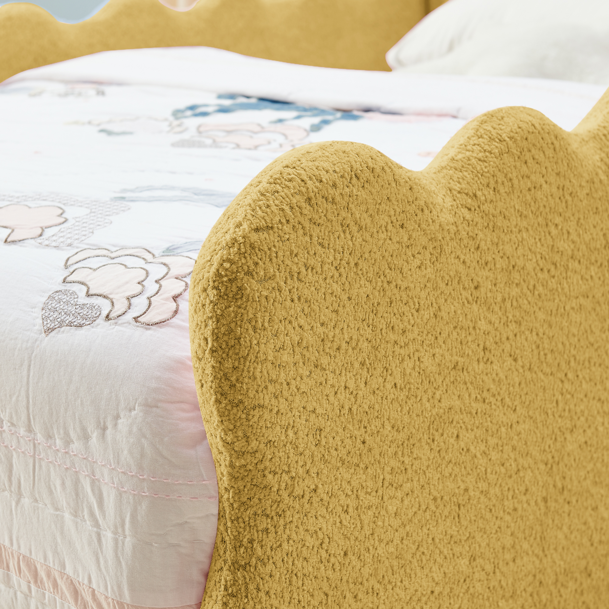Twin Size Cute Dinosaur-Shaped Kids Bed with Safety Guardraild, Solid Wood Toddler Bed Frame for Children for Bedroom, Boucle Fabric - Image 6