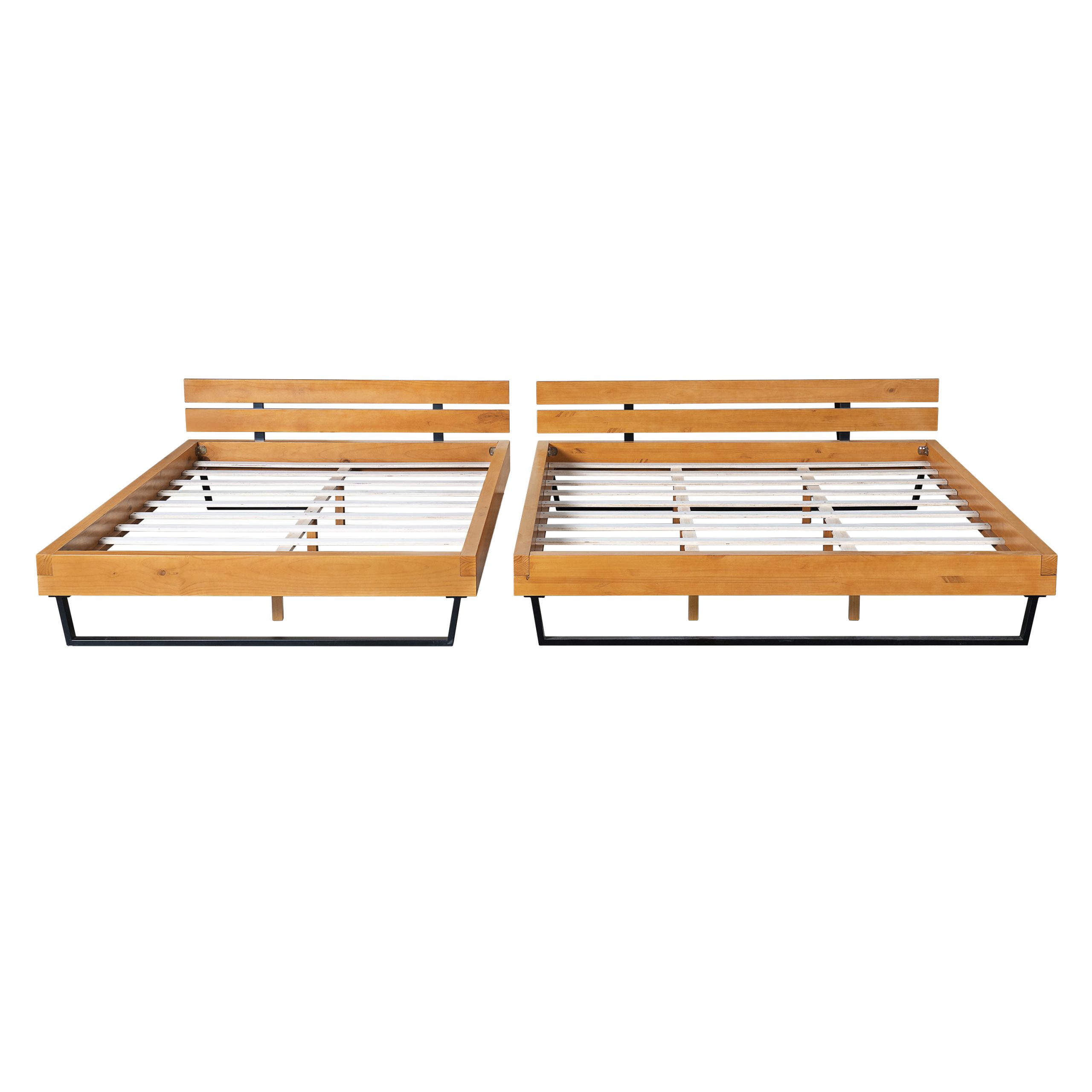 PINE WOOD BED FRAME KING SIZE,NATURAL & BLACK COLOR - Image 4