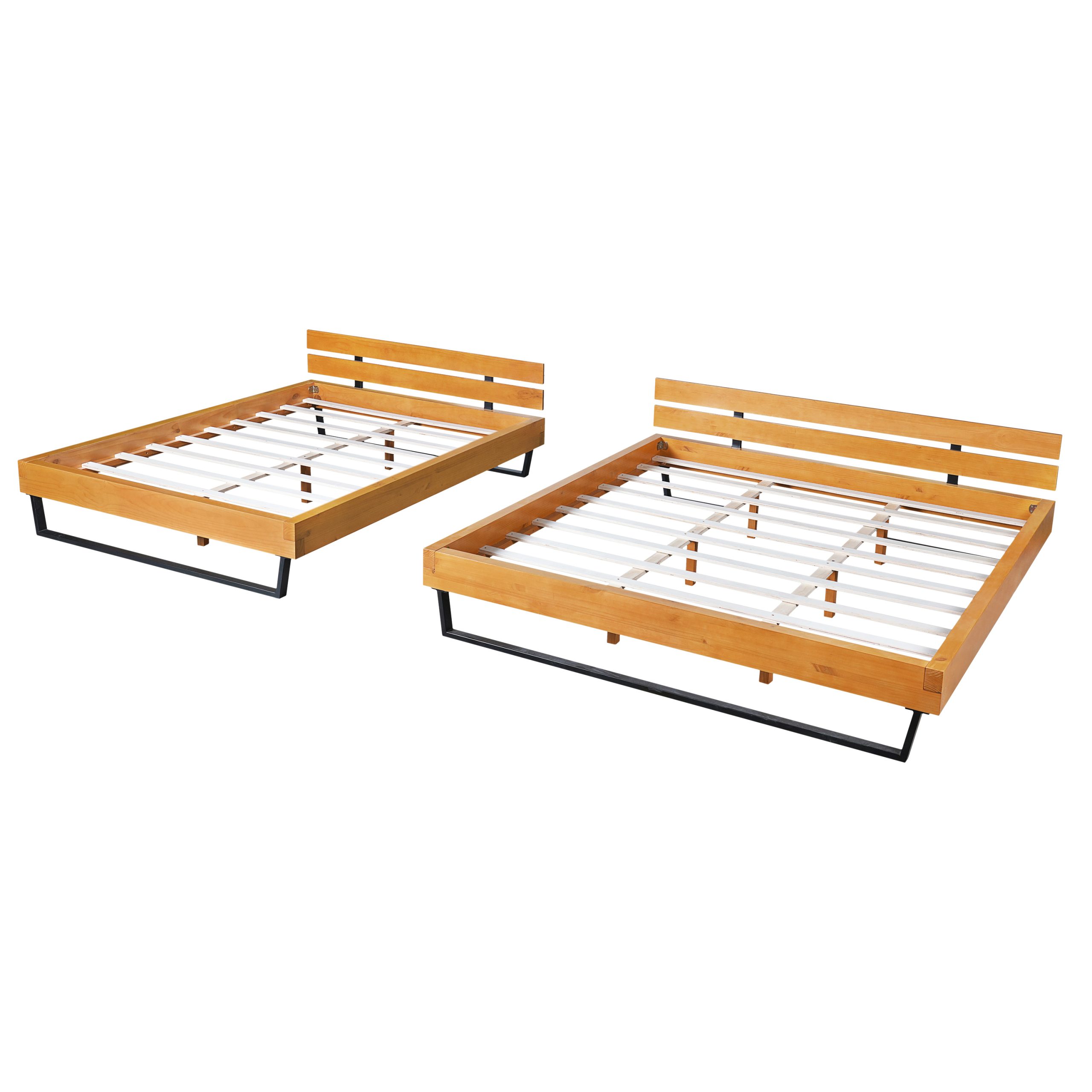 PINE WOOD BED FRAME KING SIZE,NATURAL & BLACK COLOR - Image 5