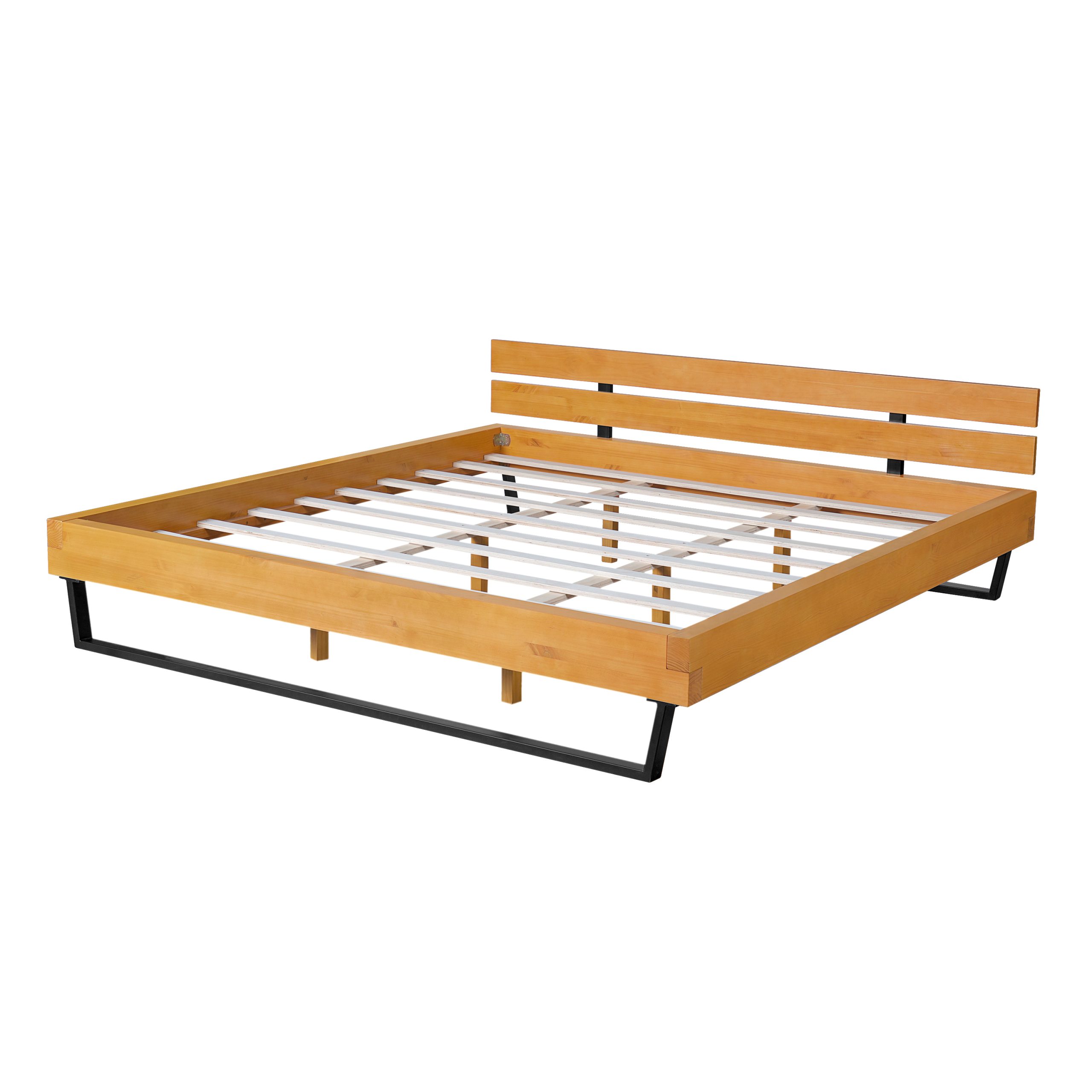 PINE WOOD BED FRAME KING SIZE,NATURAL & BLACK COLOR - Image 6