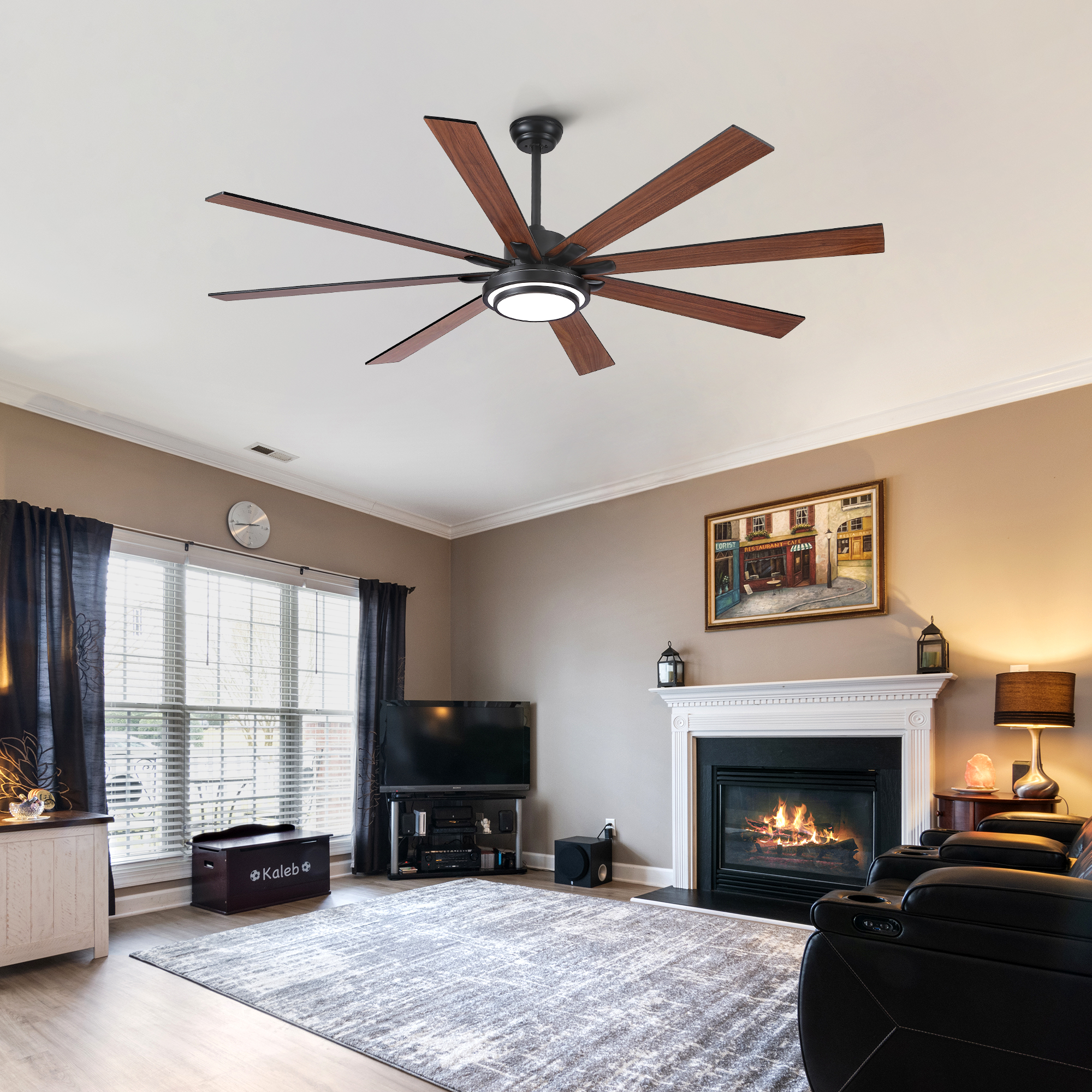 72" Integrated LED Matte Black Large Smart Ceiling Fan with Remote Control - Image 5