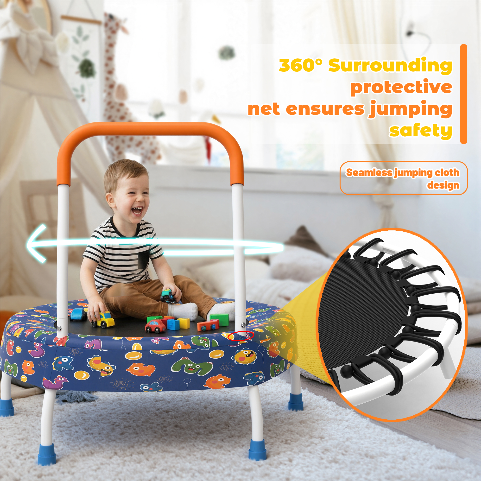 28inch Toddler Trampoline for Kids 1 Year Plus with Handle, Baby Gifts for Boys and Girls, Indoor and Outdoor - Image 2