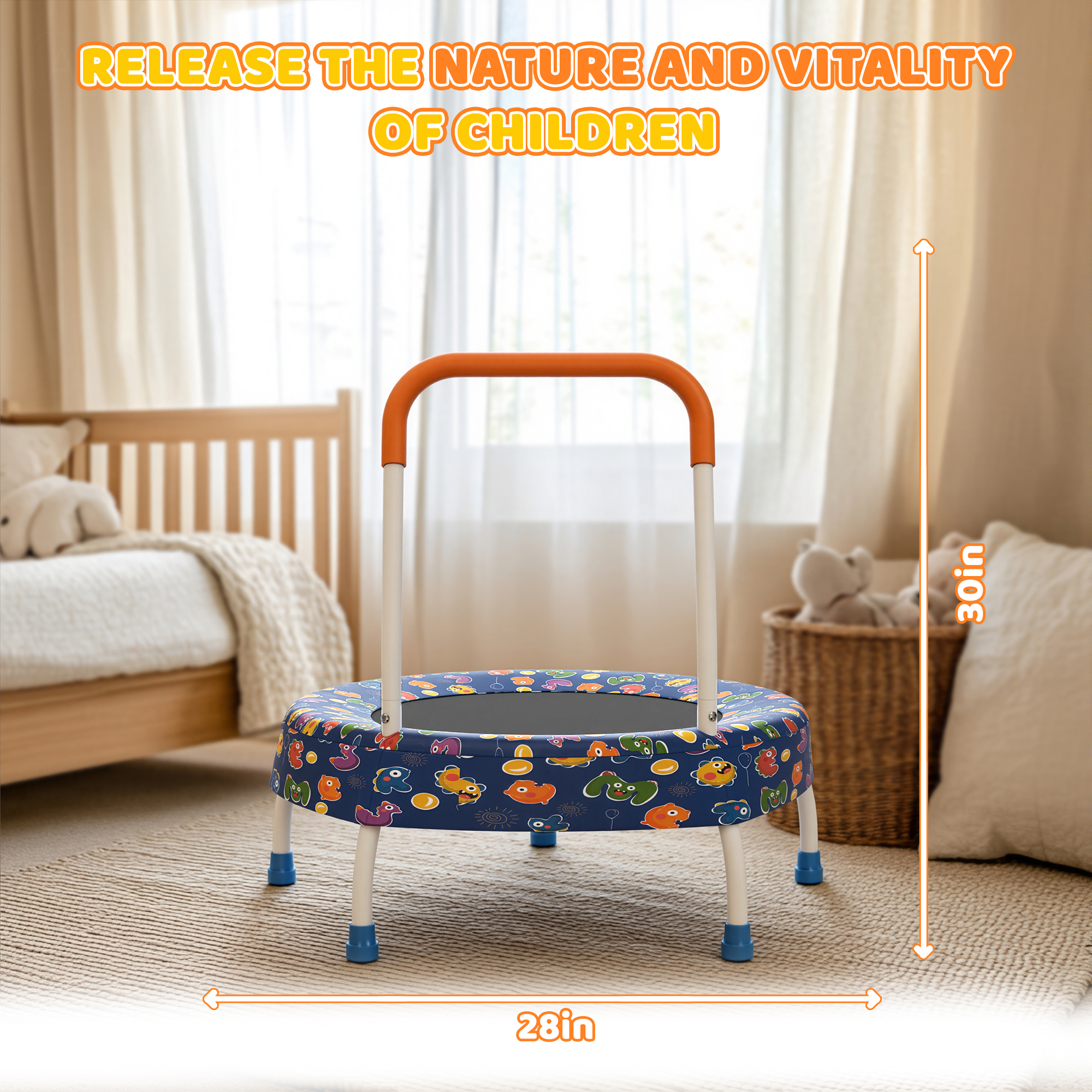 28inch Toddler Trampoline for Kids 1 Year Plus with Handle, Baby Gifts for Boys and Girls, Indoor and Outdoor - Image 3