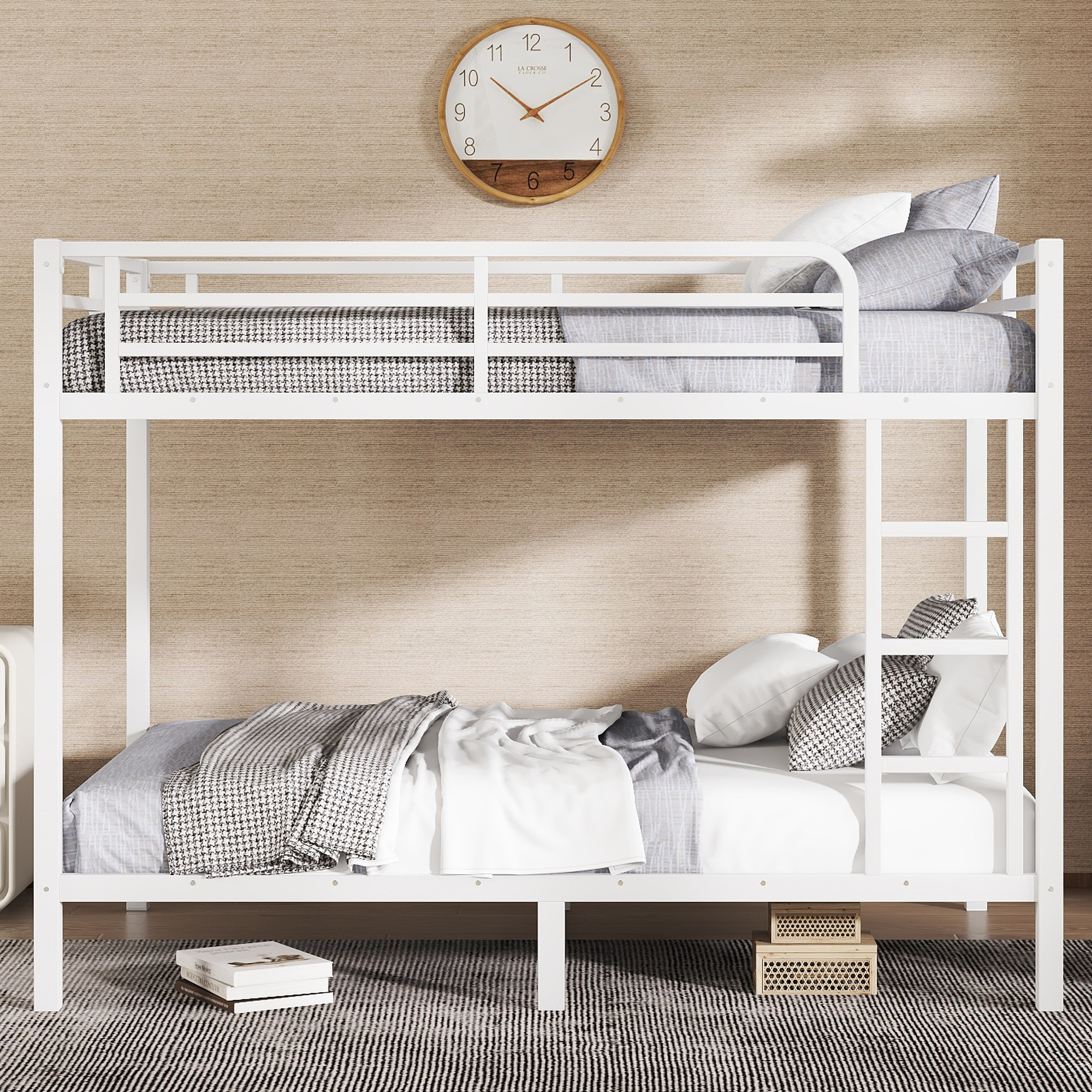 Metal Full XL over Full XL Bunk Bed for Teens and Adults,Space-Saving/Noise Reduced/No Box Spring Needed, White - Image 2