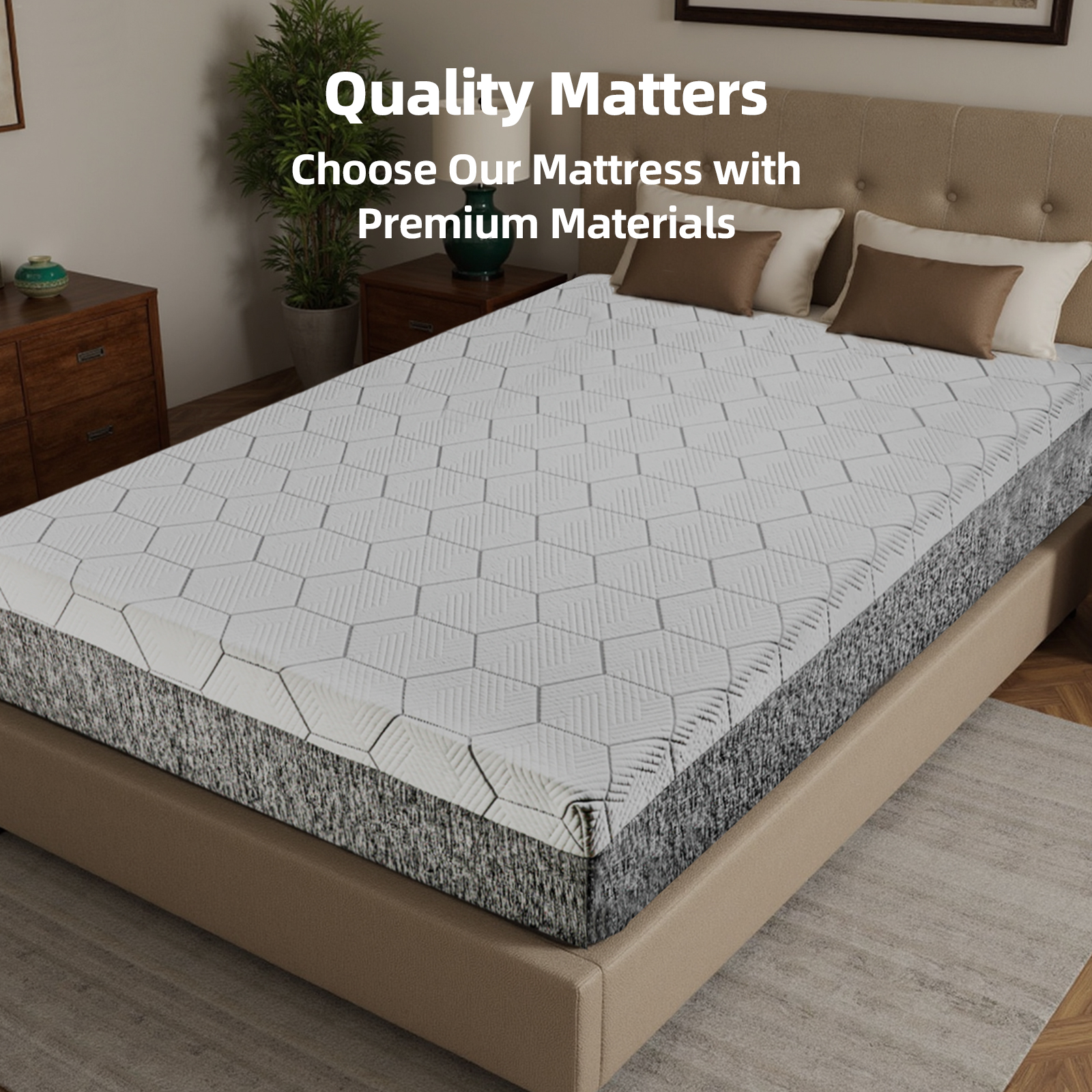 12 Inch Queen Size Mattress - Ultra-Breathable & Sterilizing, High Rebound for Long-Lasting Comfort, Eco-Conscious Material, Sleek Styling Perfect for Modern Bedrooms Made in Japan - Image 5