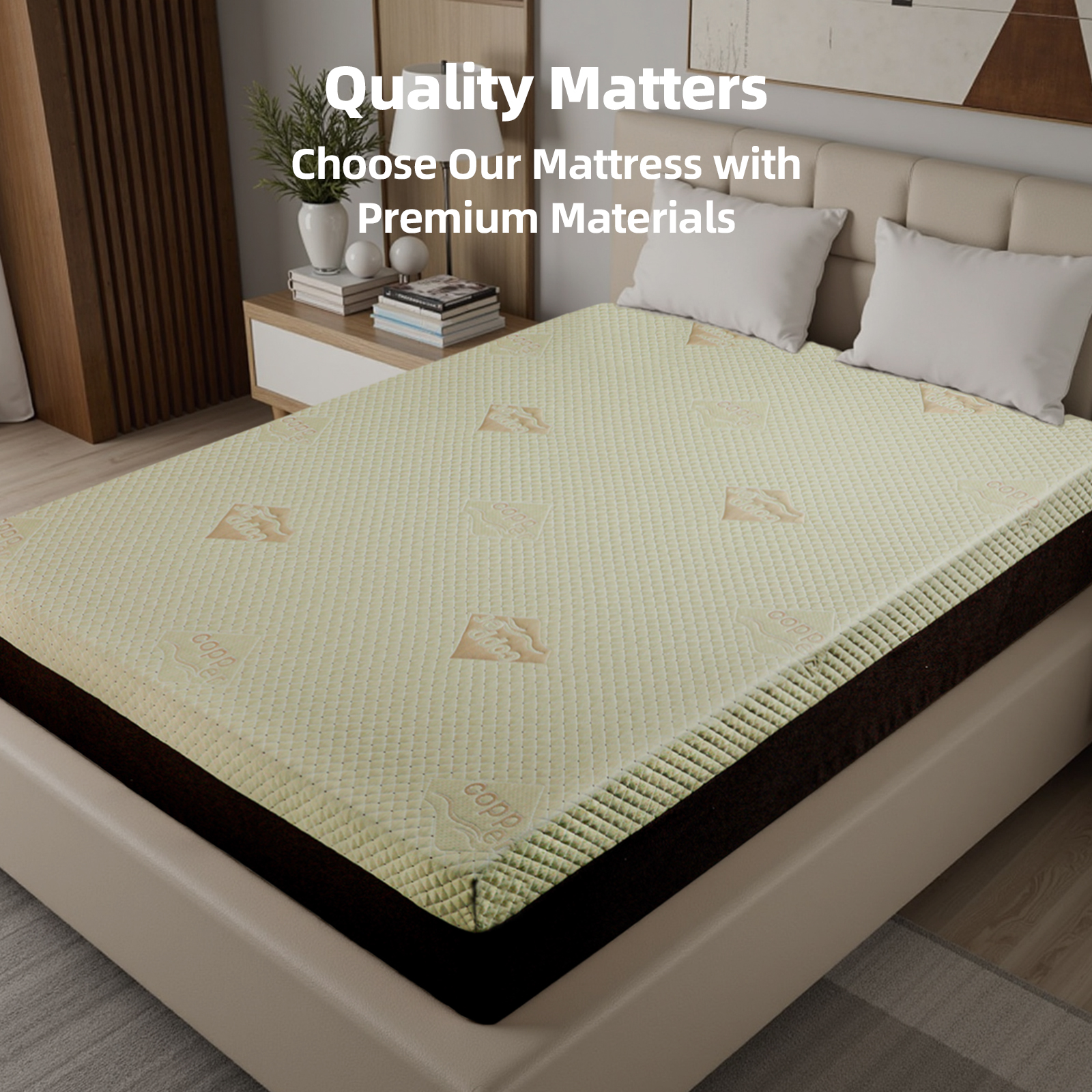 12-Inch Queen Mattress – Copper Infused Cooling Gel Foam Bed, 7-Zone Pressure Relief, Air Layer Comfort Cover, Medium Firm Support Made in Japan - Image 4