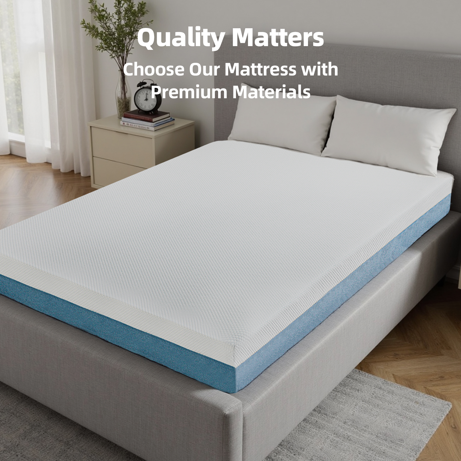 10 Inch Queen Mattress - Sterilizing & Airy, Premium High Resilience for Optimal Support, Non-Toxic Eco-Friendly Fabric, Elegant Appearance to Enhance Bedroom Aesthetics Made in Japan - Image 3