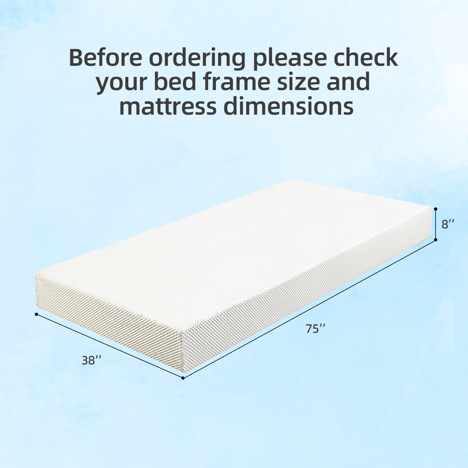 8-Inch Twin Mattress – Made in Japan 3-Layer Sponge with Gel-Perforated Top & 7-Zone Support, Adjustable Electric Bed Friendly, Premium White Cover, Breathable & High Rebound - Image 6