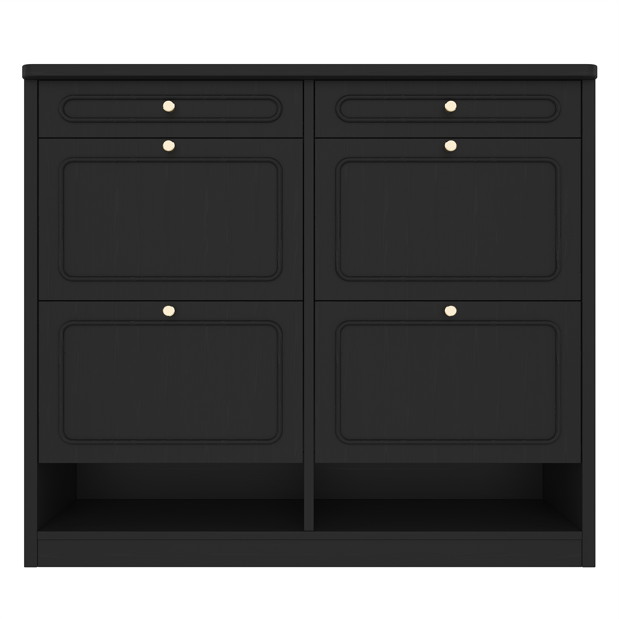 Wooden Shoe Cabinet with 4 Flip Drawers,Shoes Rack Cabinet with 2 Storage Drawers,Classified Storage and Farmhouse Style, Black - Image 5