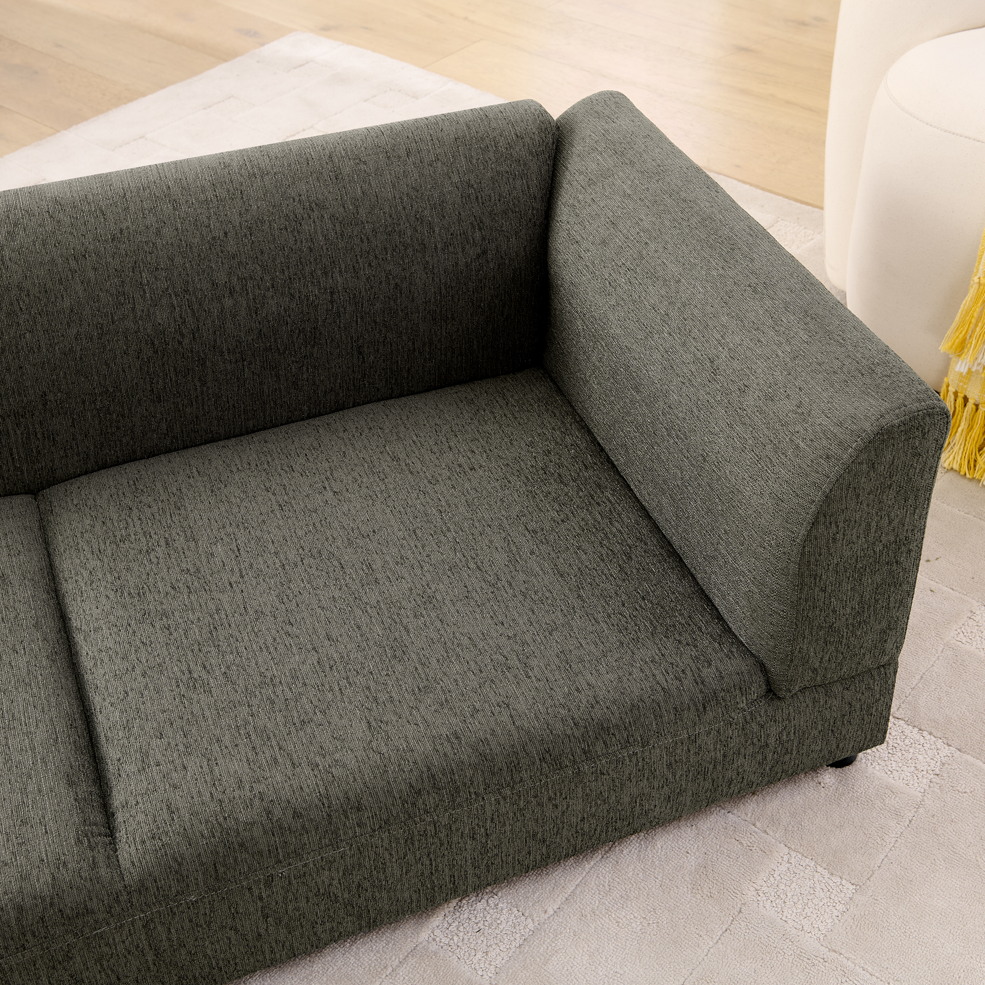 Comfortable Oversized Pet Sofa for Medium/Large Dogs - Modern Rectangular Design with Backrest, Armrests & Soft Cushion -Dark Gray(56.5"*26"*17") - Image 4