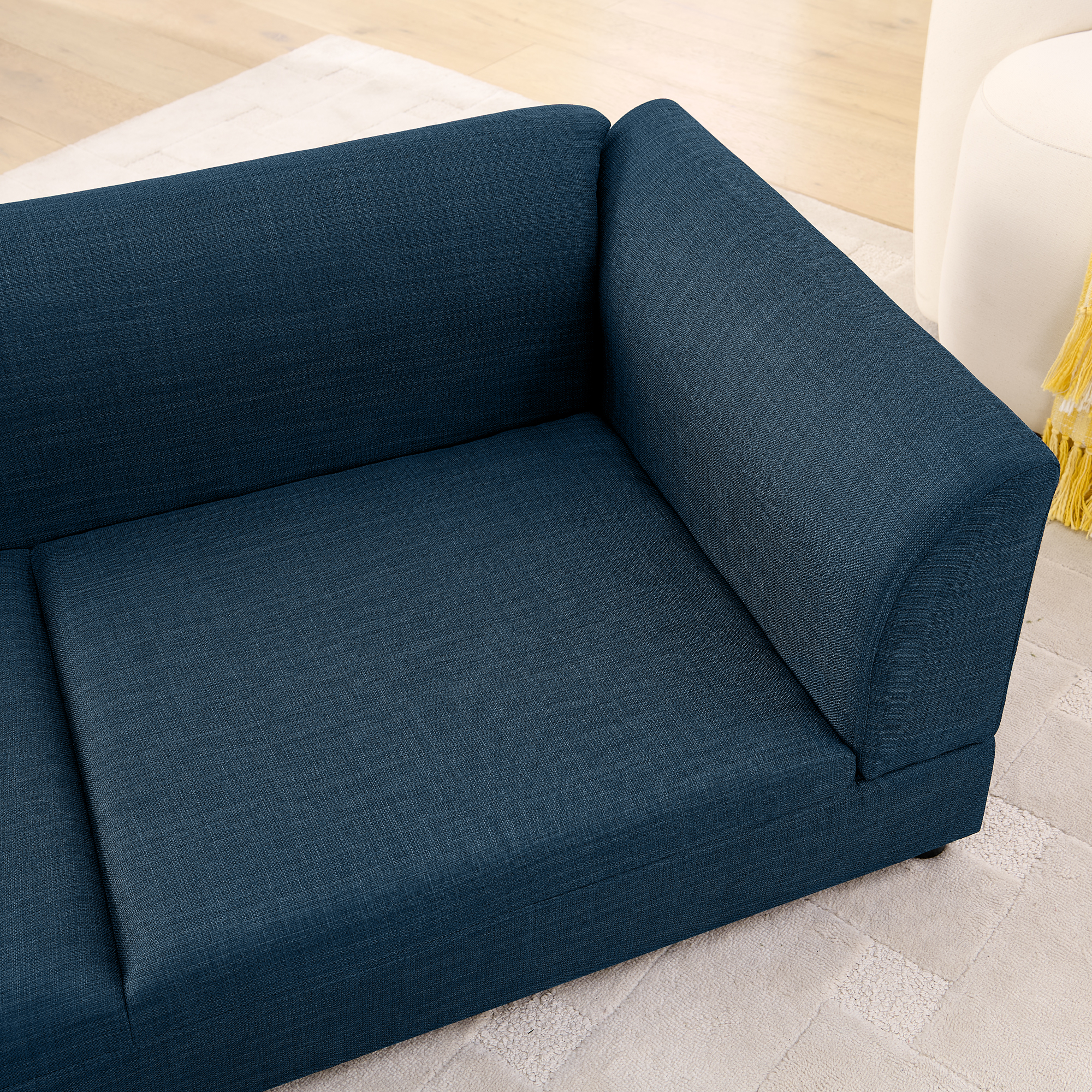 Comfortable Oversized Pet Sofa for Medium/Large Dogs - Modern Rectangular Design with Backrest, Armrests & Soft Cushion -Dark Blue(56.5"*26"*17") - Image 6