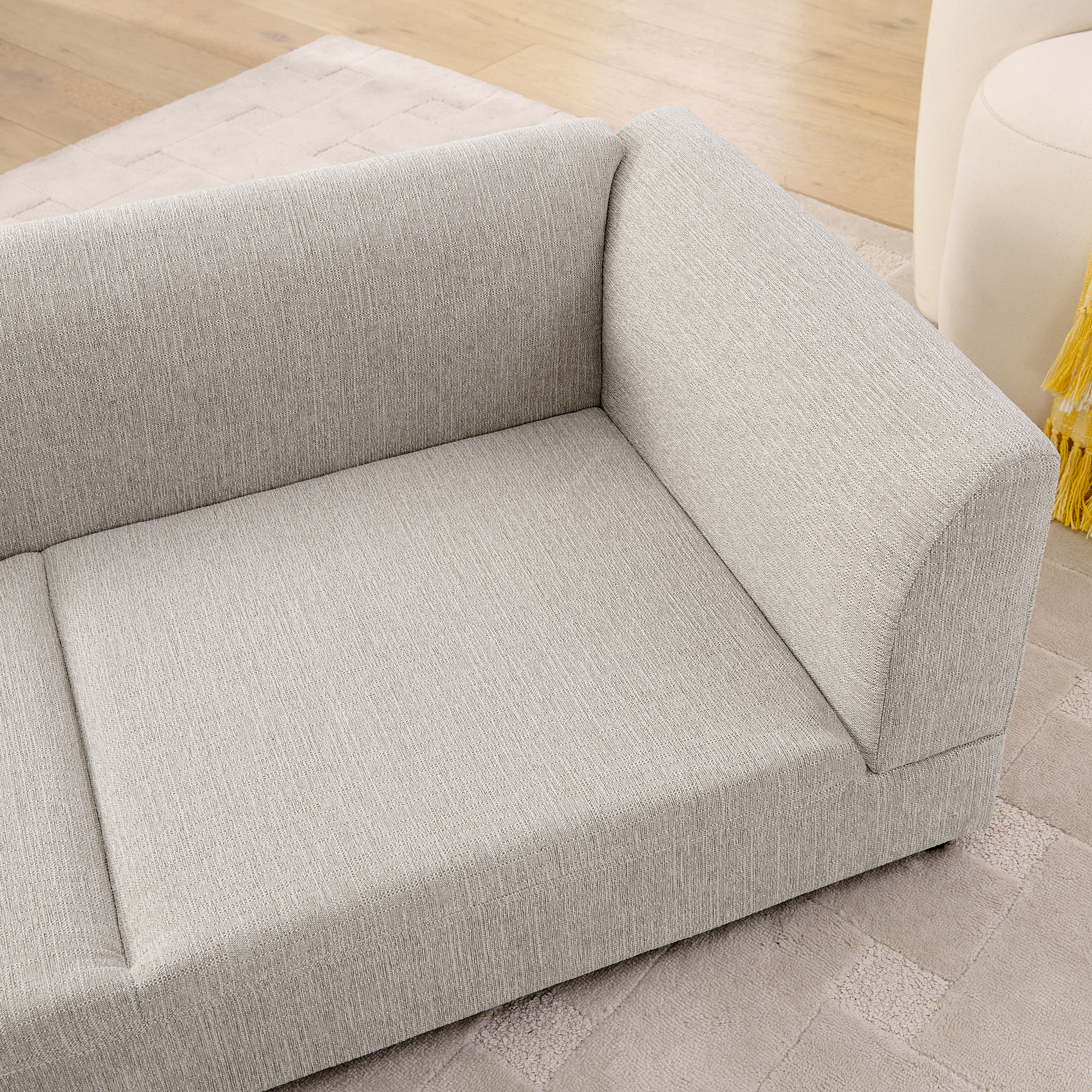 Comfortable Oversized Pet Sofa for Medium/Large Dogs - Modern Rectangular Design with Backrest, Armrests & Soft Cushion -Beige(56.5"*26"*17") - Image 5