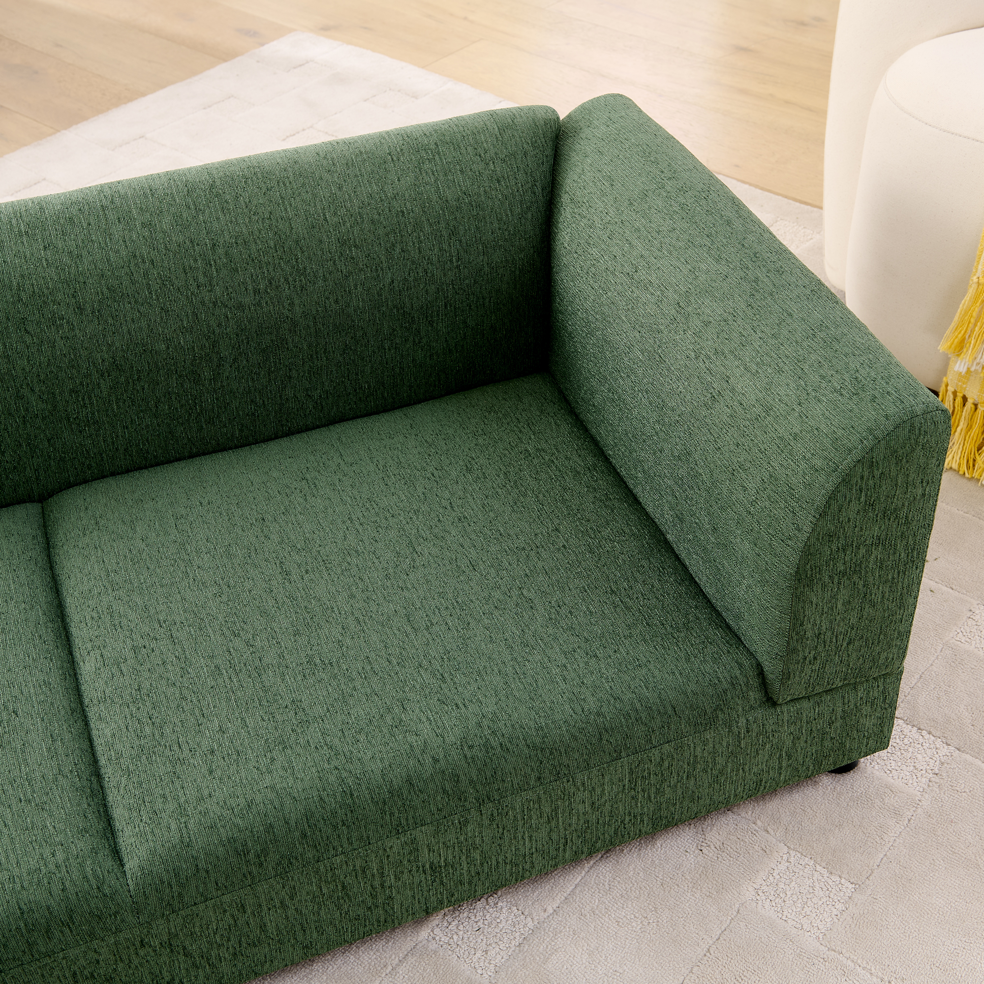 Comfortable Oversized Pet Sofa for Medium/Large Dogs - Modern Rectangular Design with Backrest, Armrests & Soft Cushion -OLIVE GREEN(56.5"*26"*17") - Image 5